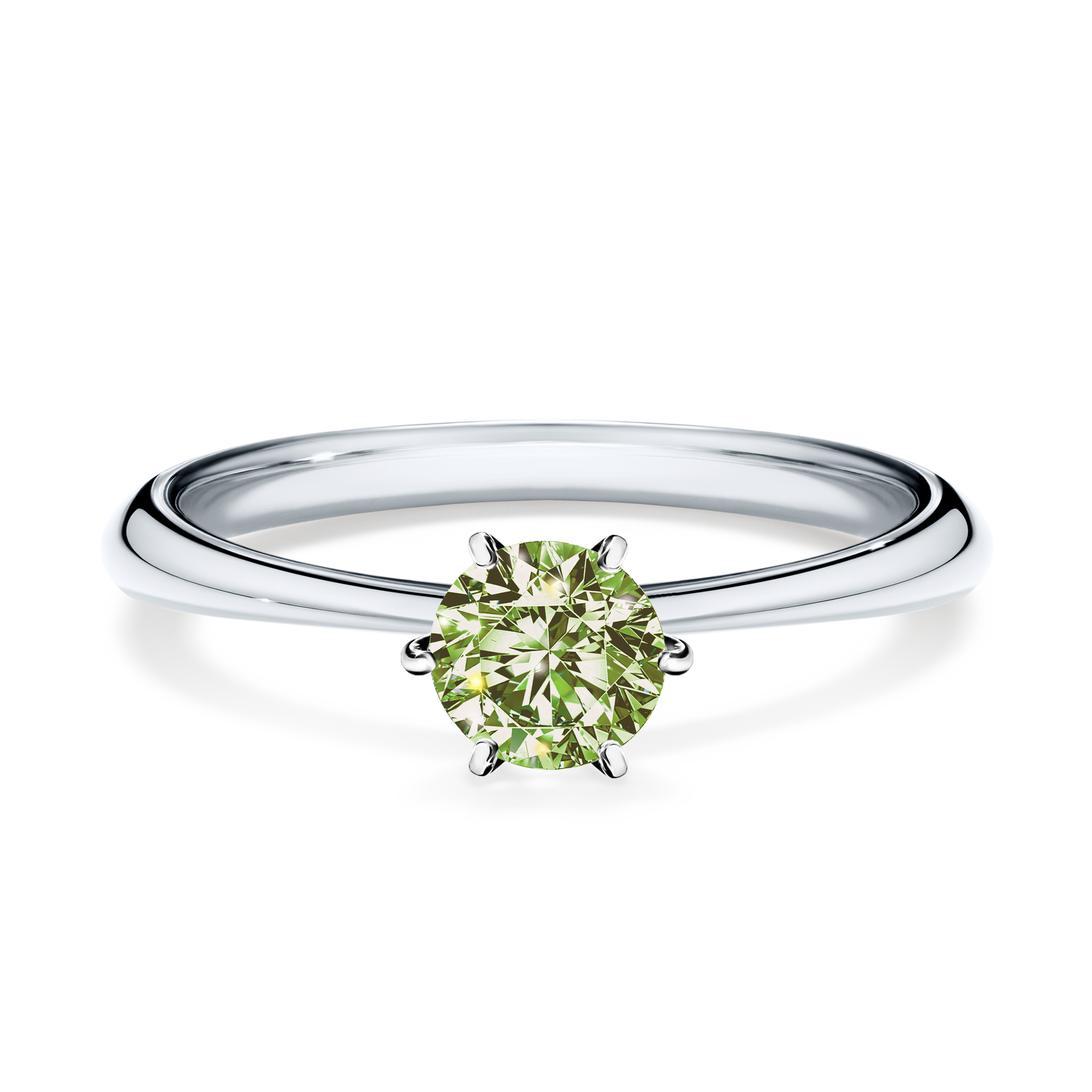Pierścionek zaręczynowy My Love z białego złota z jasnym zielonym diamentem 0,50CT