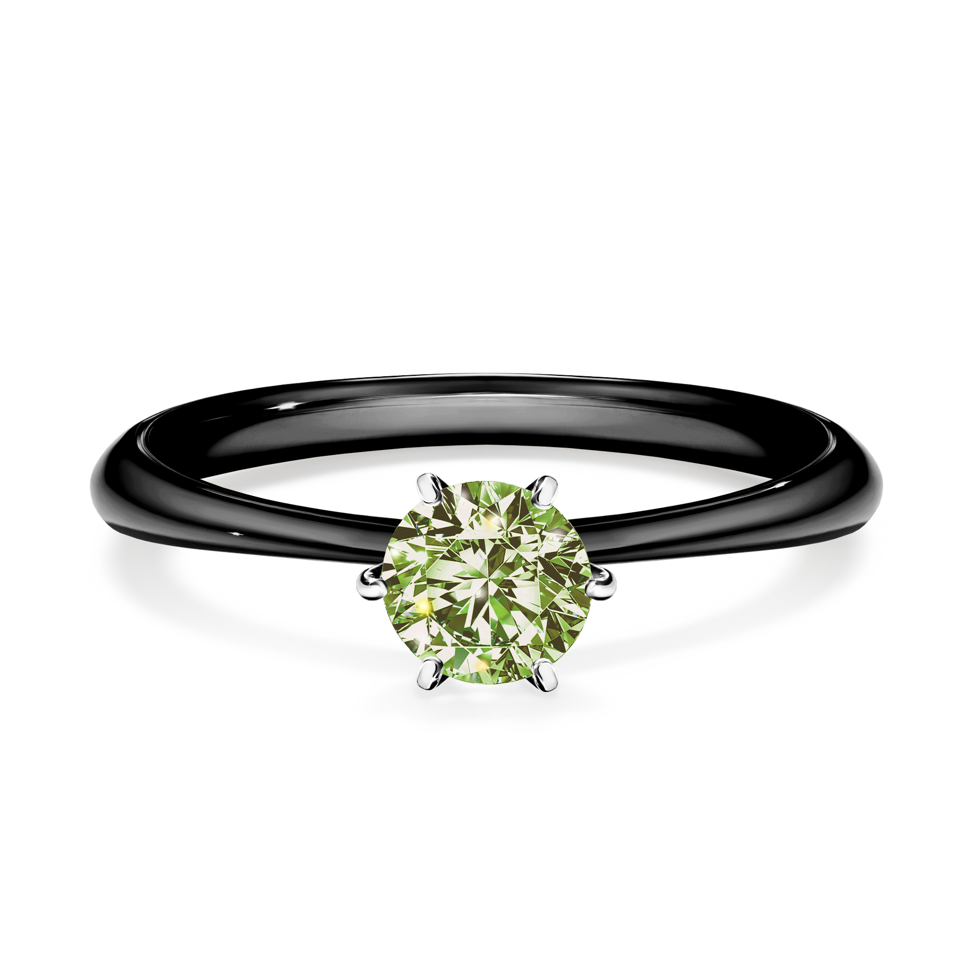 Pierścionek zaręczynowy My Love z czarnego złota z jasnym zielonym diamentem 0,50CT