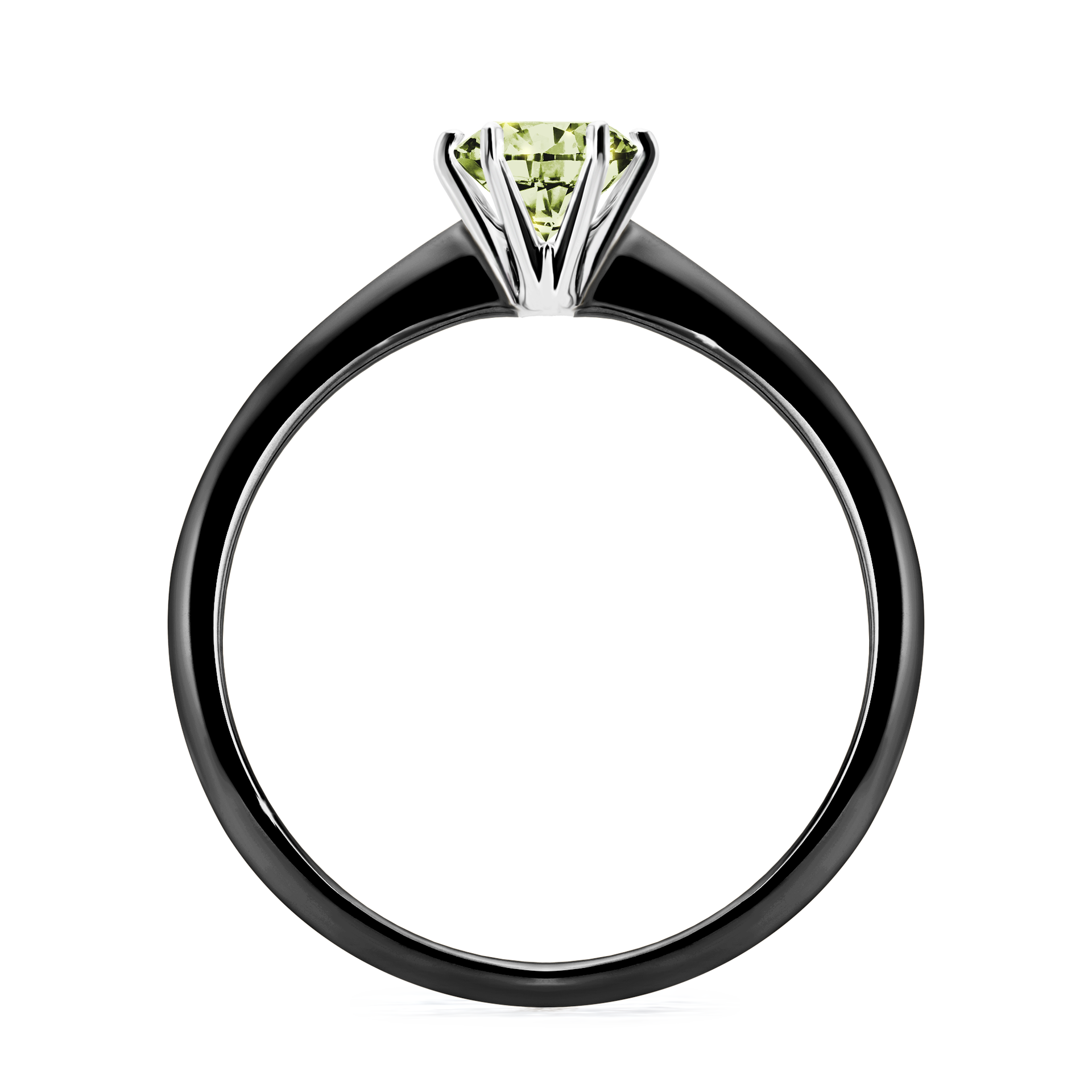 Pierścionek zaręczynowy My Love z czarnego złota z jasnym zielonym diamentem 0,50CT