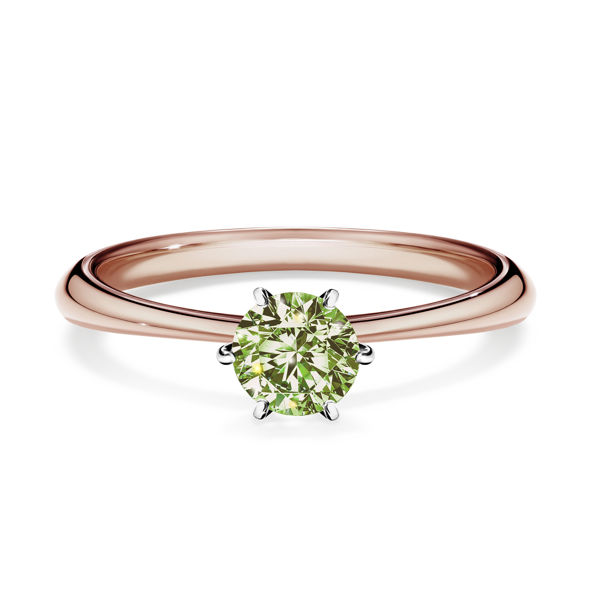 Pierścionek zaręczynowy My Love z różowego złota z jasnym zielonym diamentem 0,50CT