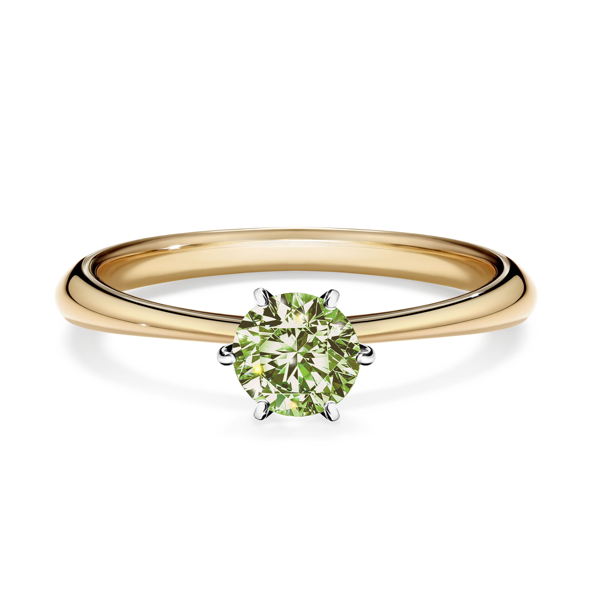 Pierścionek zaręczynowy My Love z żółtego złota z jasnym zielonym diamentem 0,50CT