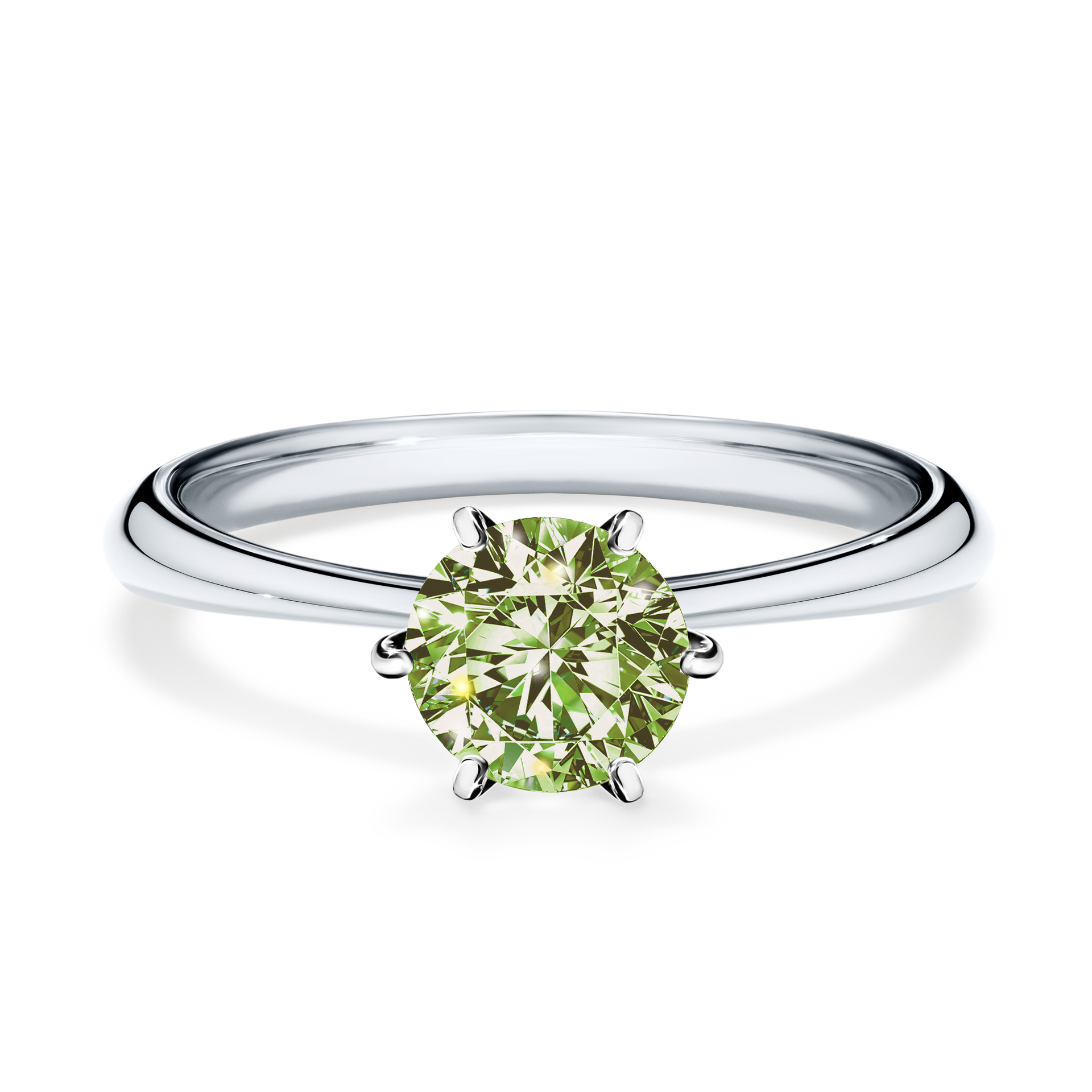 Pierścionek zaręczynowy My Love z białego złota z jasnym zielonym diamentem 0,80CT