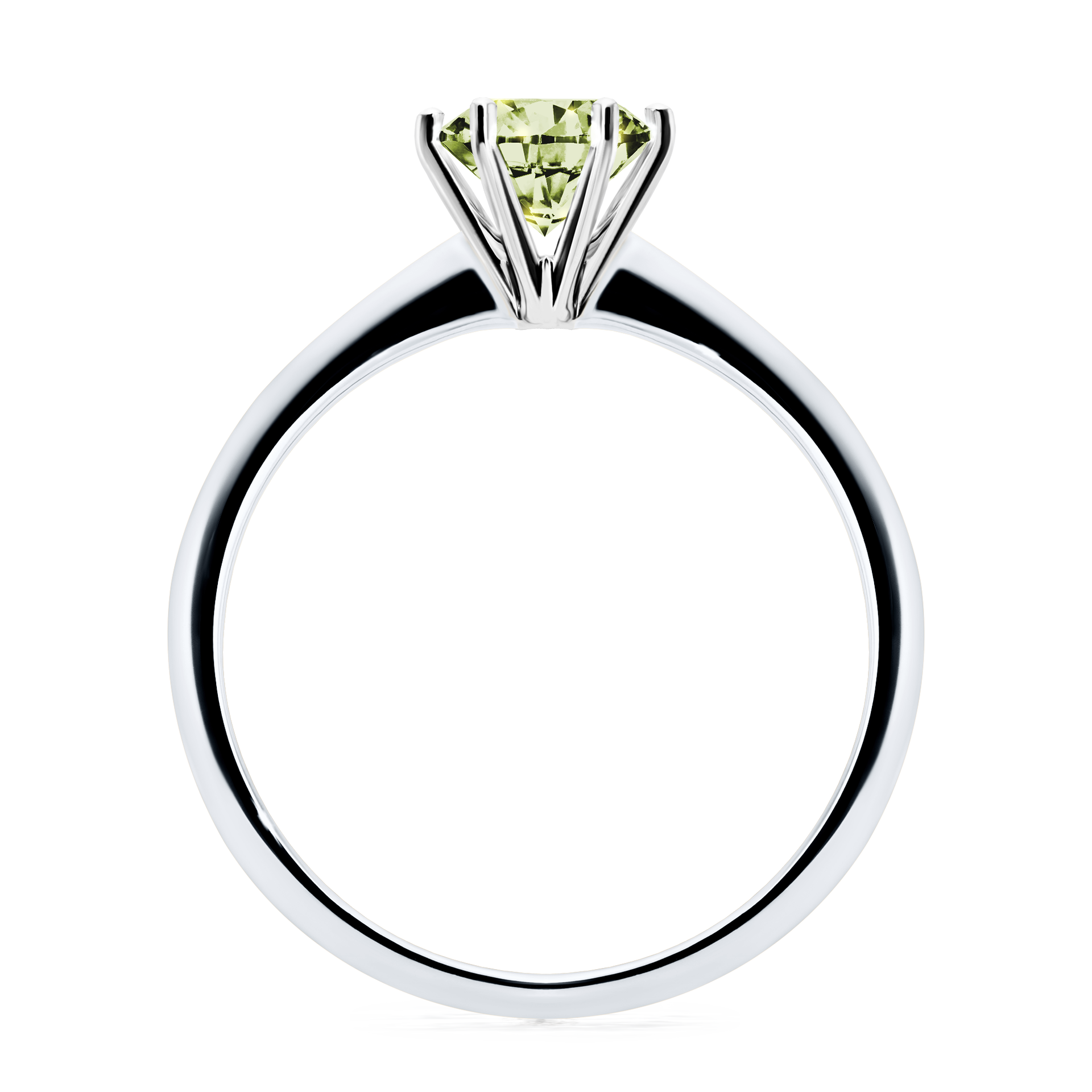 Pierścionek zaręczynowy My Love z białego złota z jasnym zielonym diamentem 0,80CT