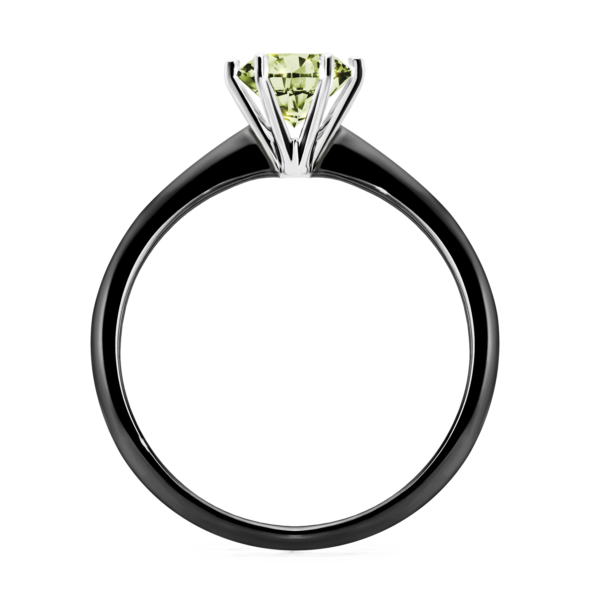 Pierścionek zaręczynowy My Love z czarnego złota z jasnym zielonym diamentem 0,80CT