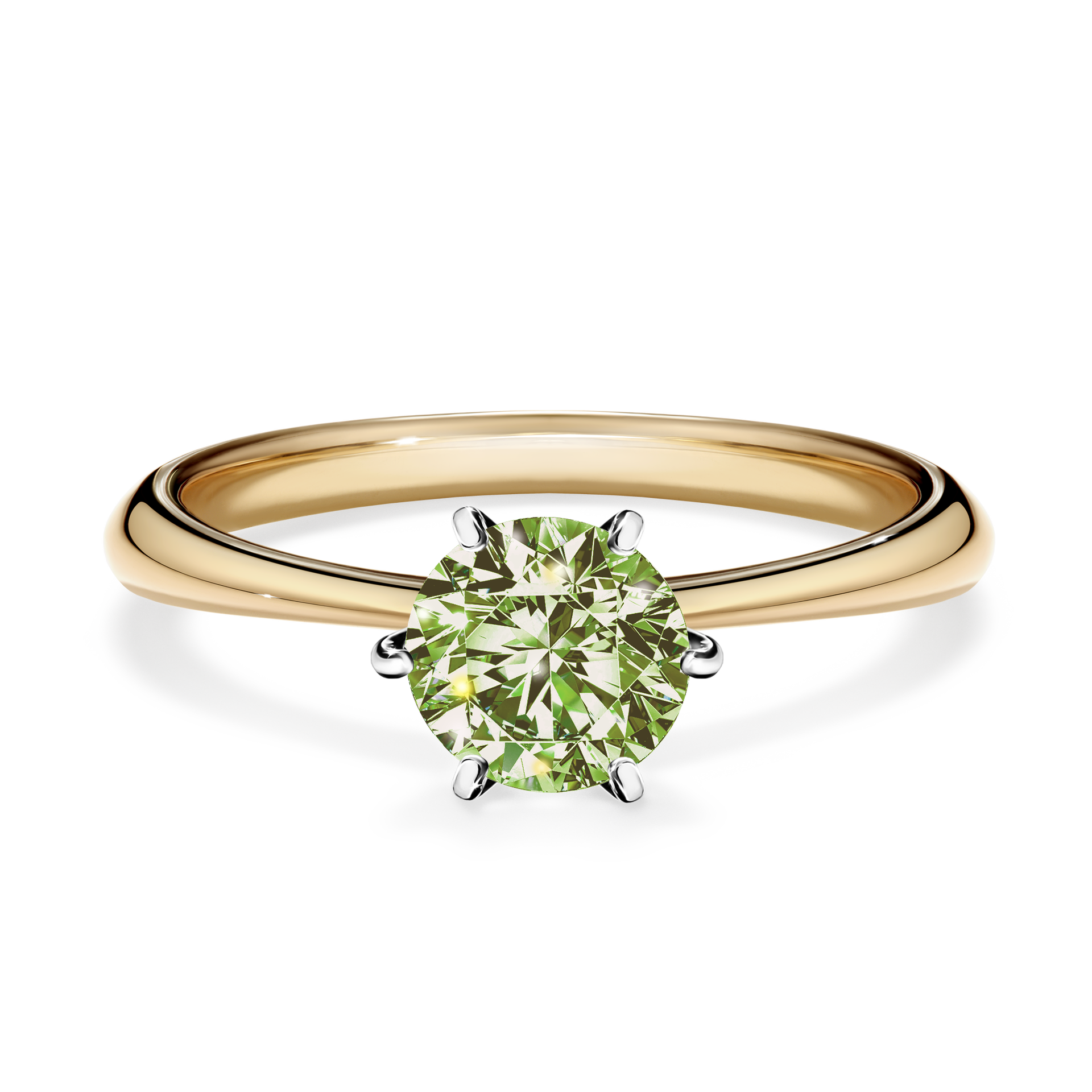 Pierścionek zaręczynowy My Love z żółtego złota z jasnym zielonym diamentem 0,80CT