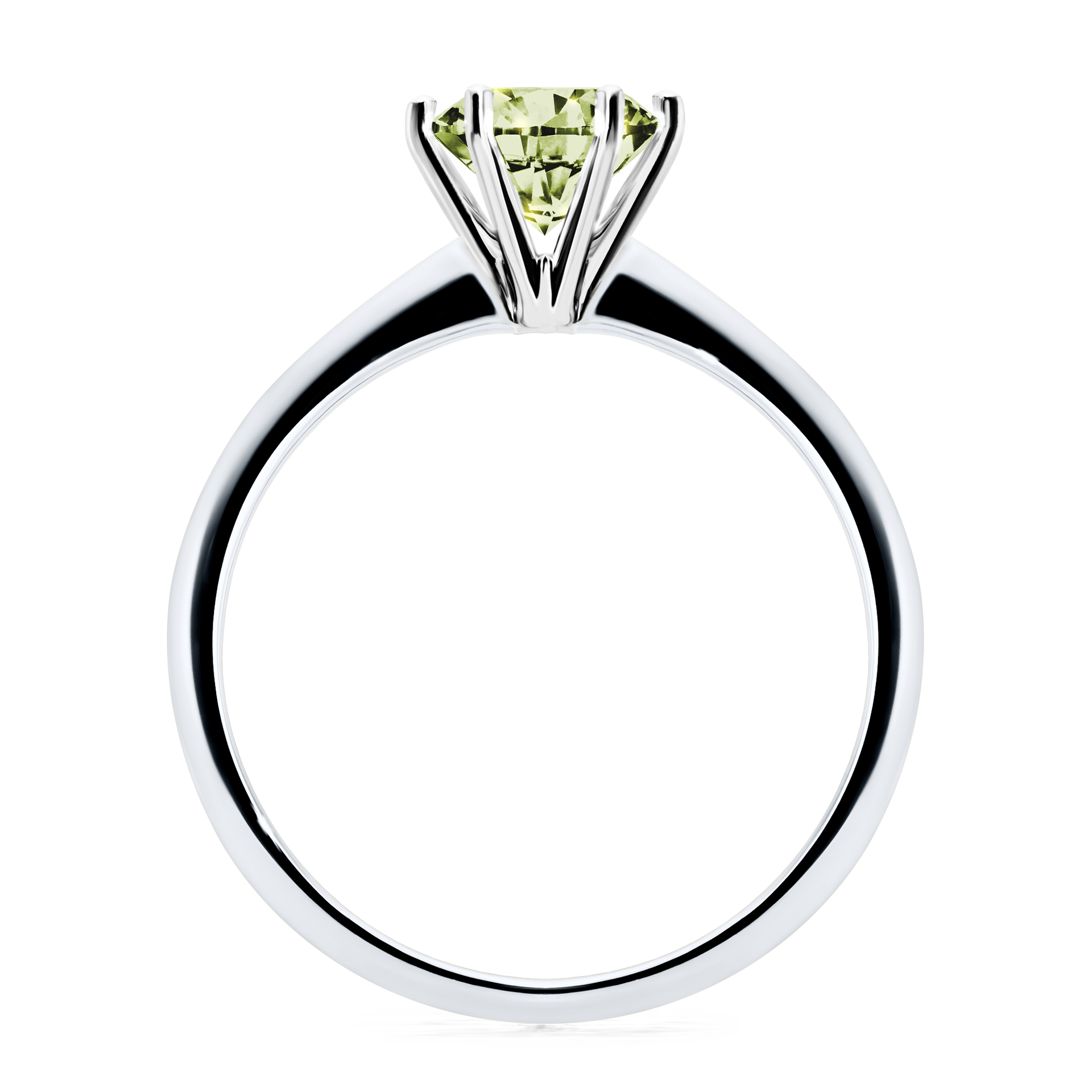 Pierścionek zaręczynowy My Love z białego złota z jasnym zielonym diamentem 1,00CT