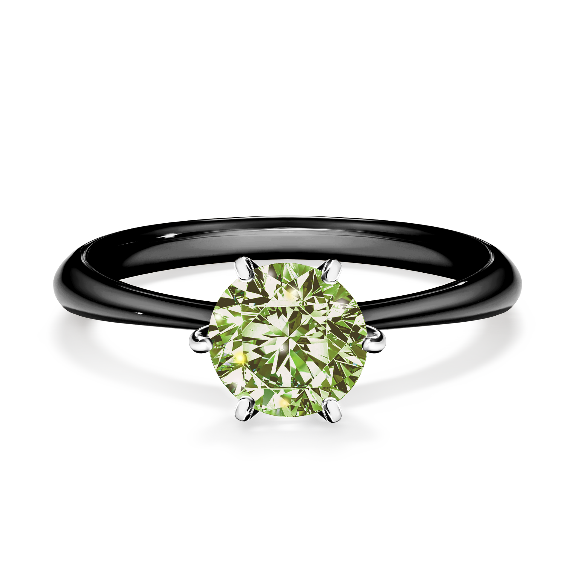 Pierścionek zaręczynowy My Love z czarnego złota z jasnym zielonym diamentem 1,00CT