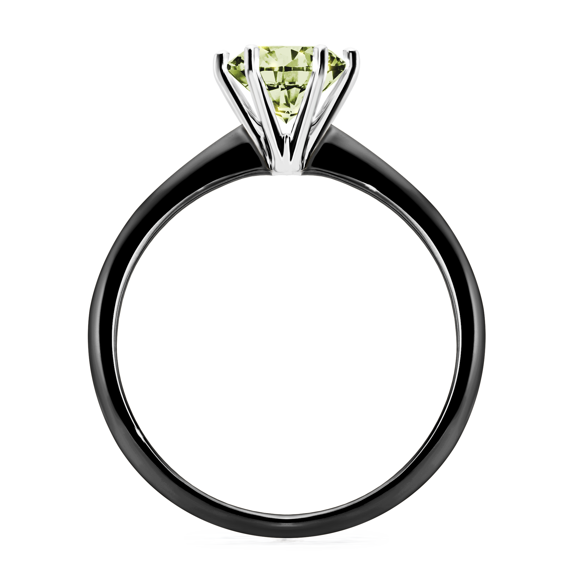 Pierścionek zaręczynowy My Love z czarnego złota z jasnym zielonym diamentem 1,00CT