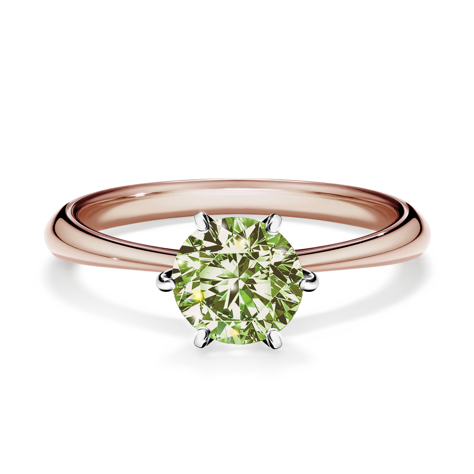 Pierścionek zaręczynowy My Love z różowego złota z jasnym zielonym diamentem 1,00CT