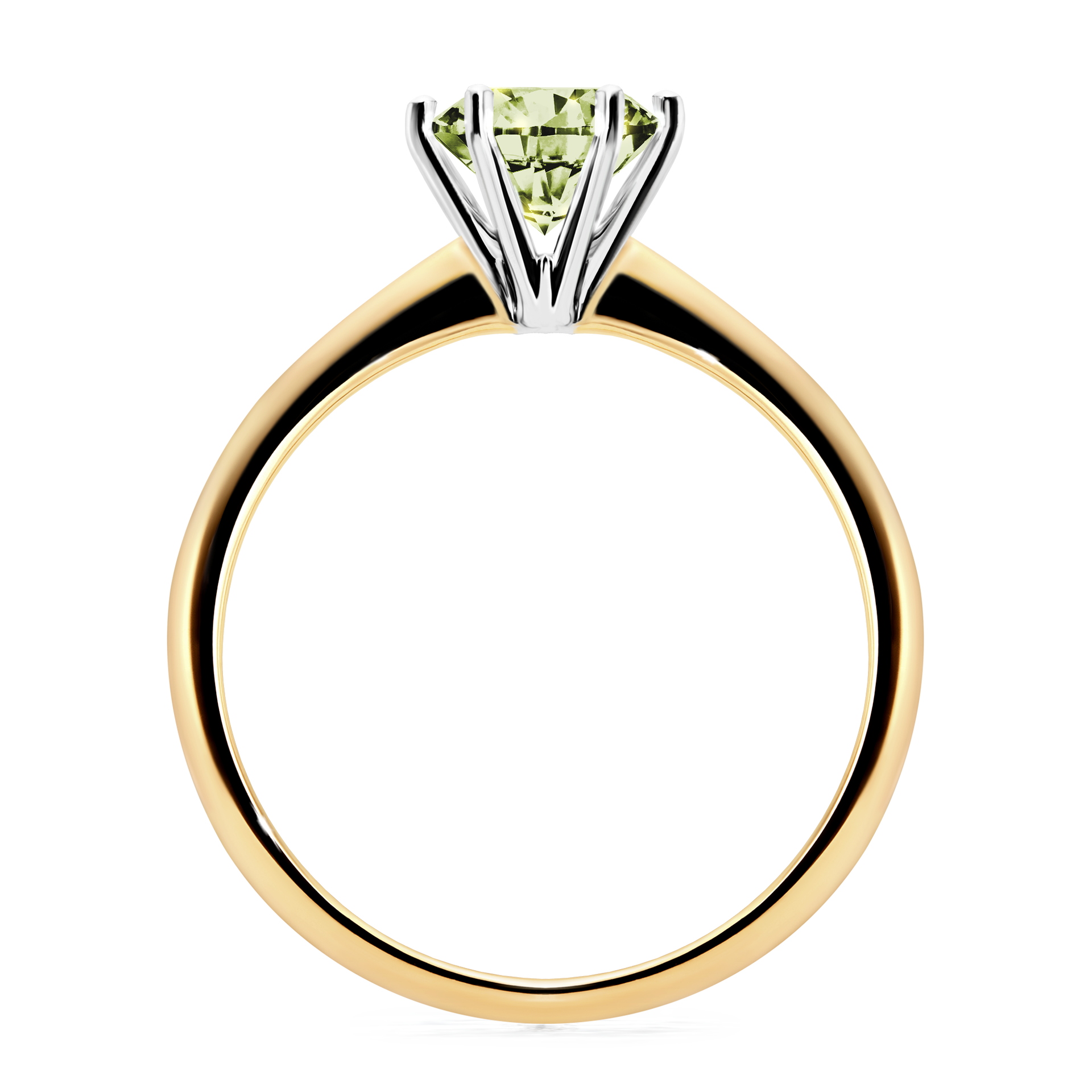Pierścionek zaręczynowy My Love z żółtego złota z jasnym zielonym diamentem 1,00CT