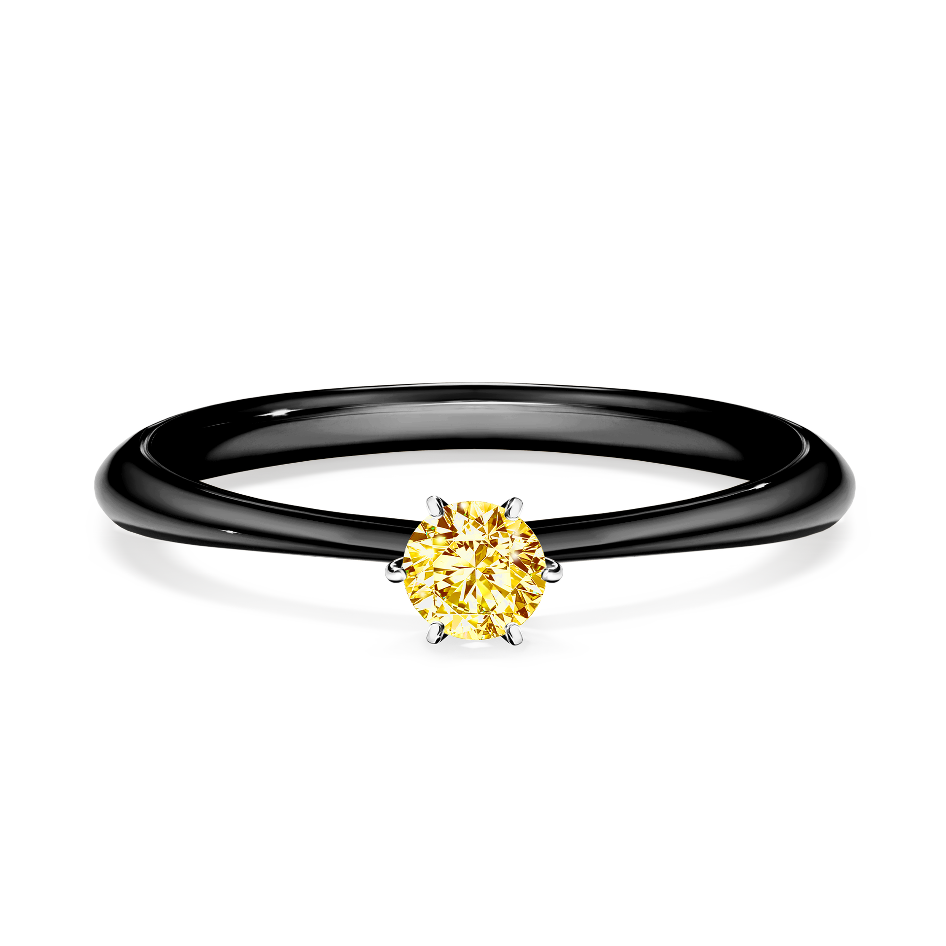 Pierścionek zaręczynowy My Love z czarnego złota z żółtym diamentem 0,17CT