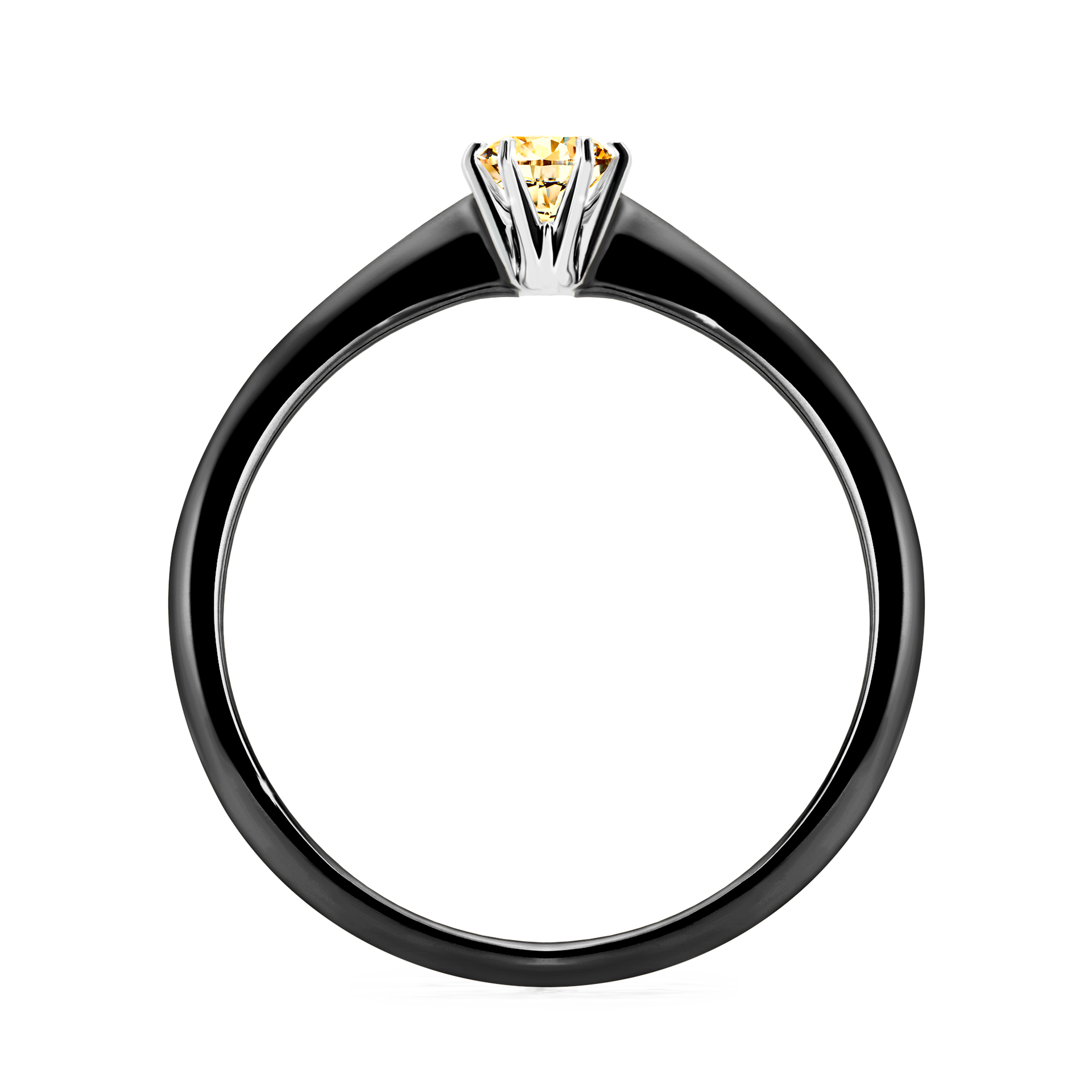 Pierścionek zaręczynowy My Love z czarnego złota z żółtym diamentem 0,17CT
