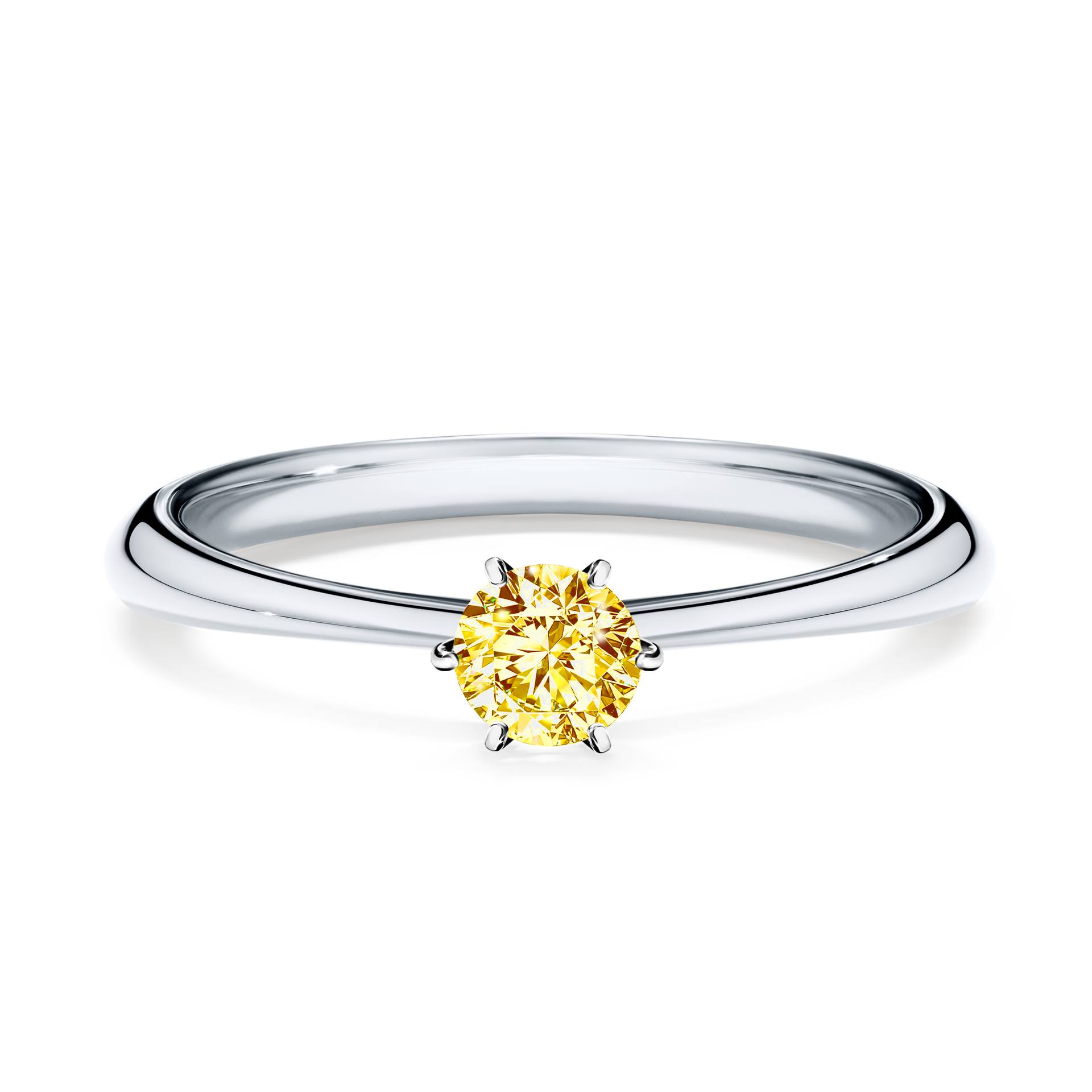 Pierścionek zaręczynowy My Love z białego złota z żółtym diamentem 0,25CT