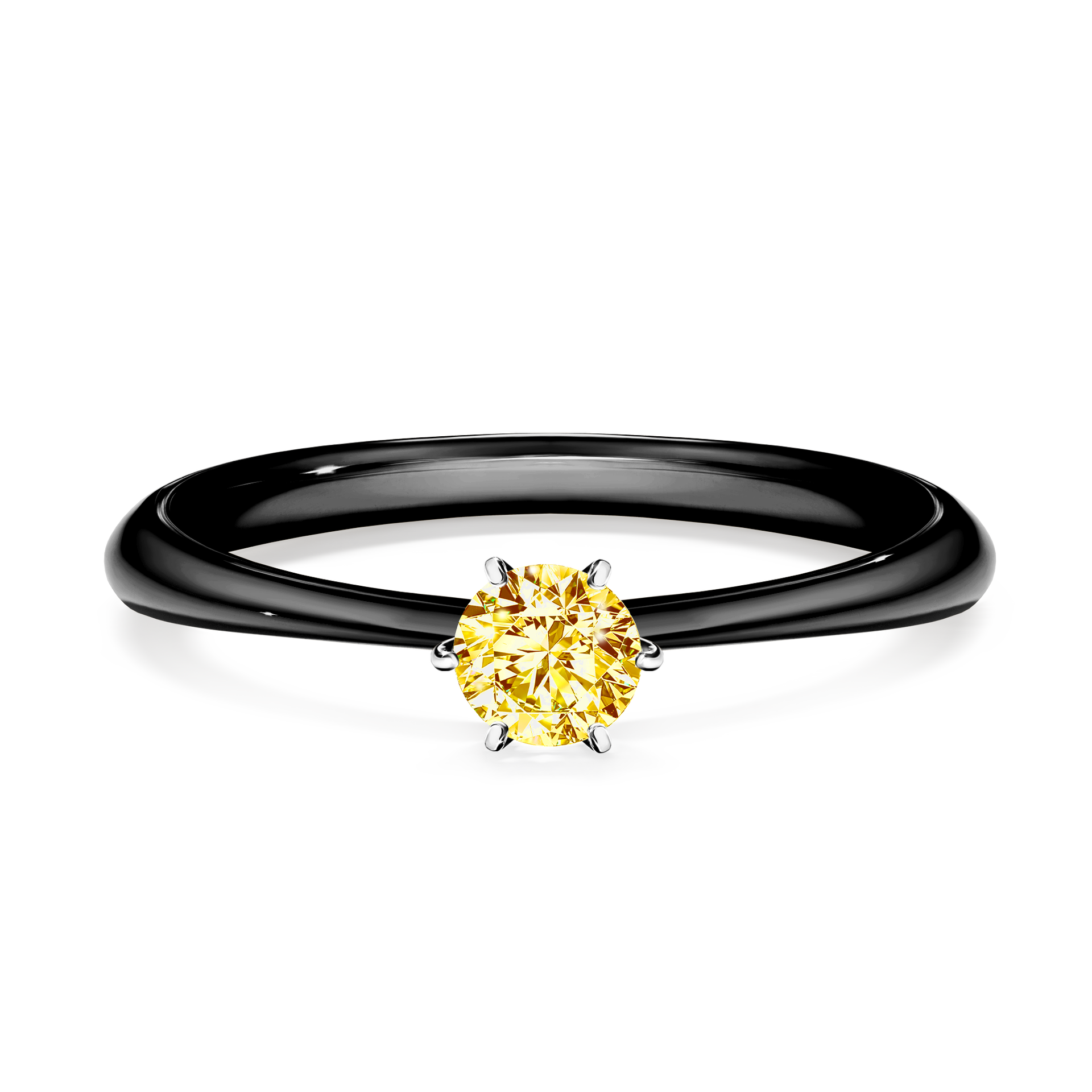 Pierścionek zaręczynowy My Love z czarnego złota z żółtym diamentem 0,25CT
