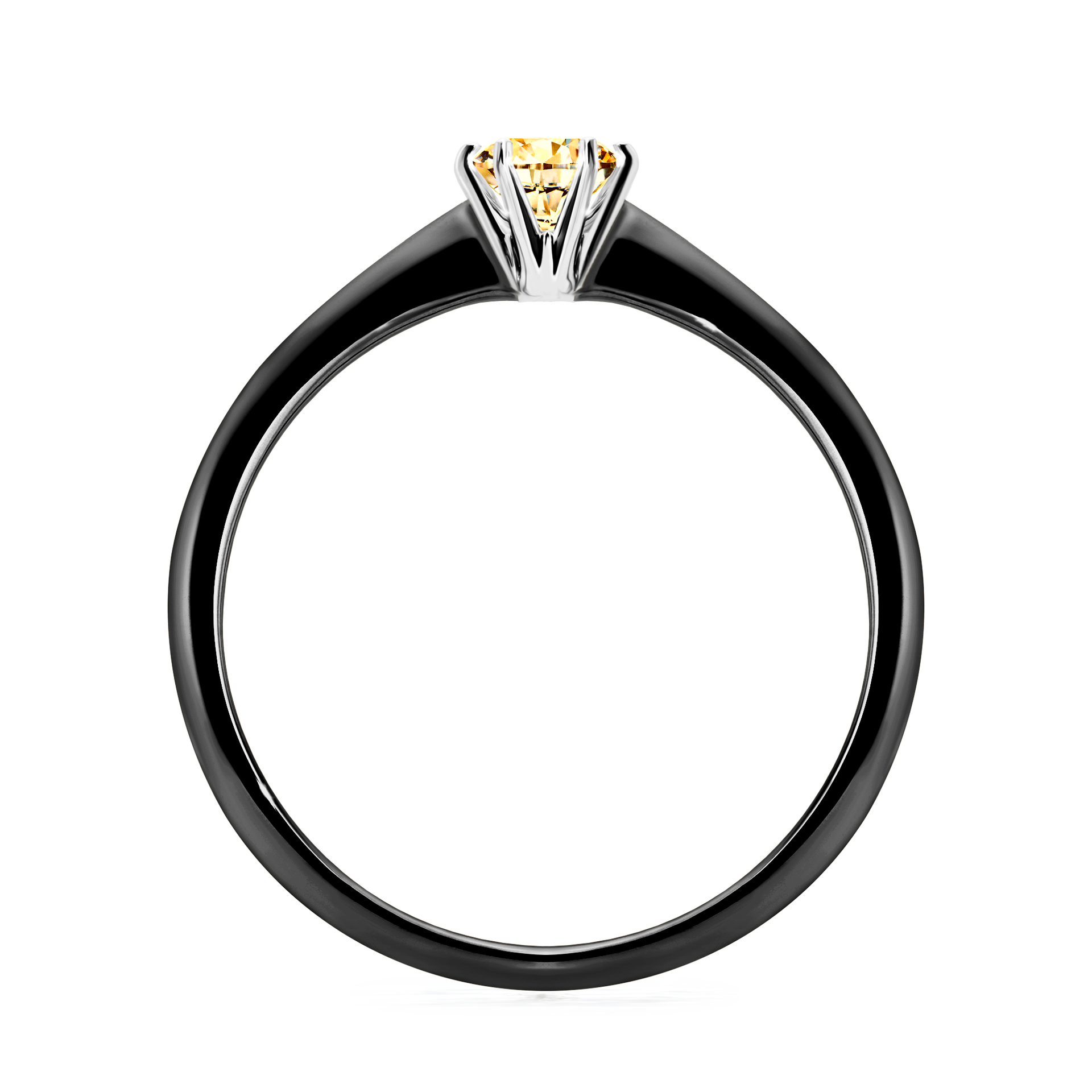 Pierścionek zaręczynowy My Love z czarnego złota z żółtym diamentem 0,25CT