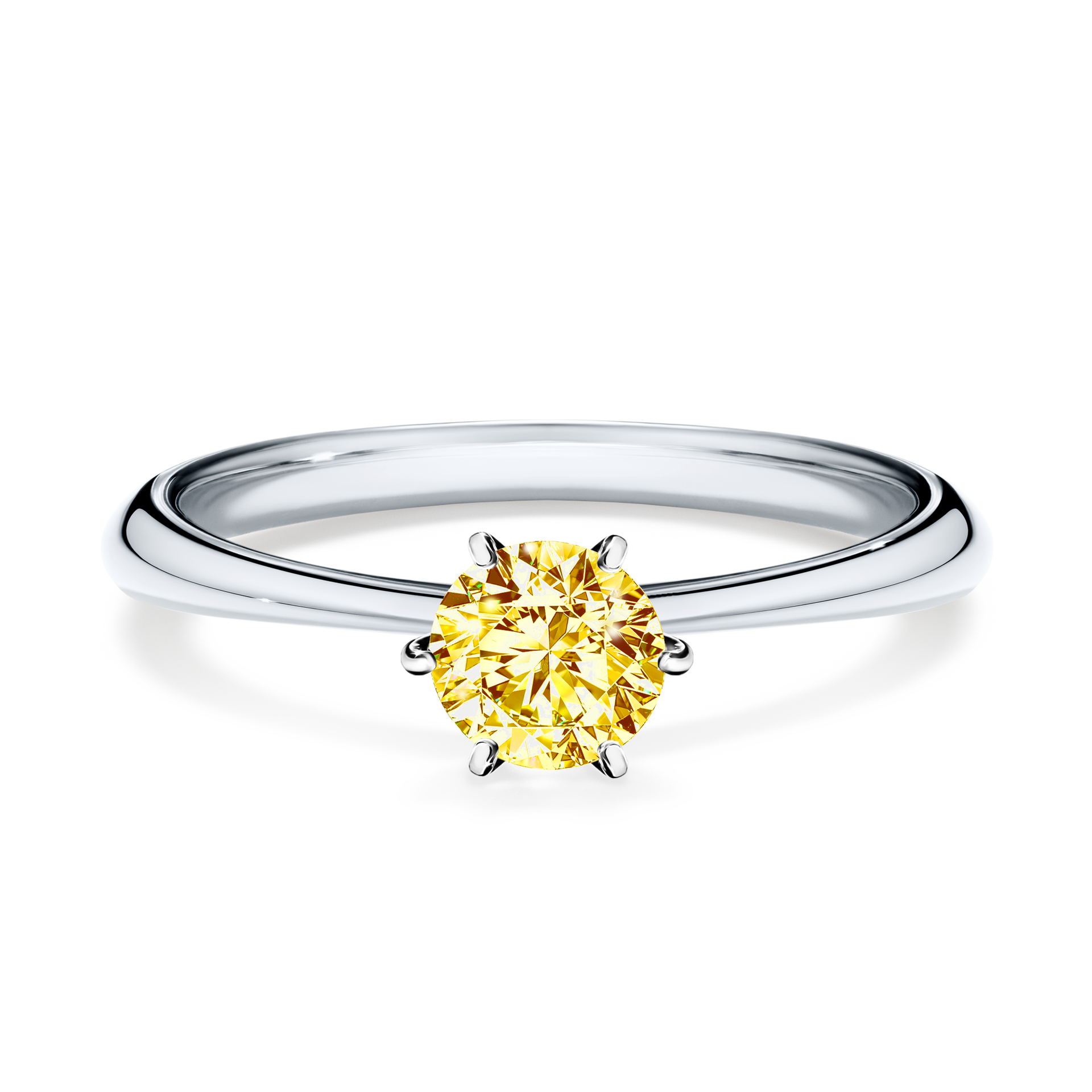 Pierścionek zaręczynowy My Love z białego złota z żółtym diamentem 0,50CT