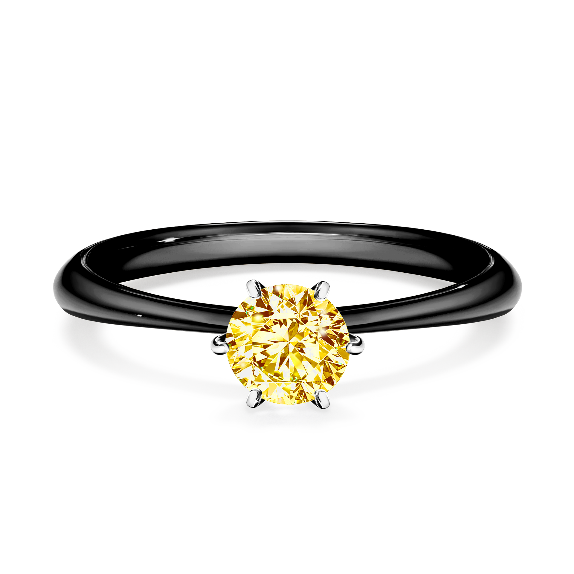 Pierścionek zaręczynowy My Love z czarnego złota z żółtym diamentem 0,50CT