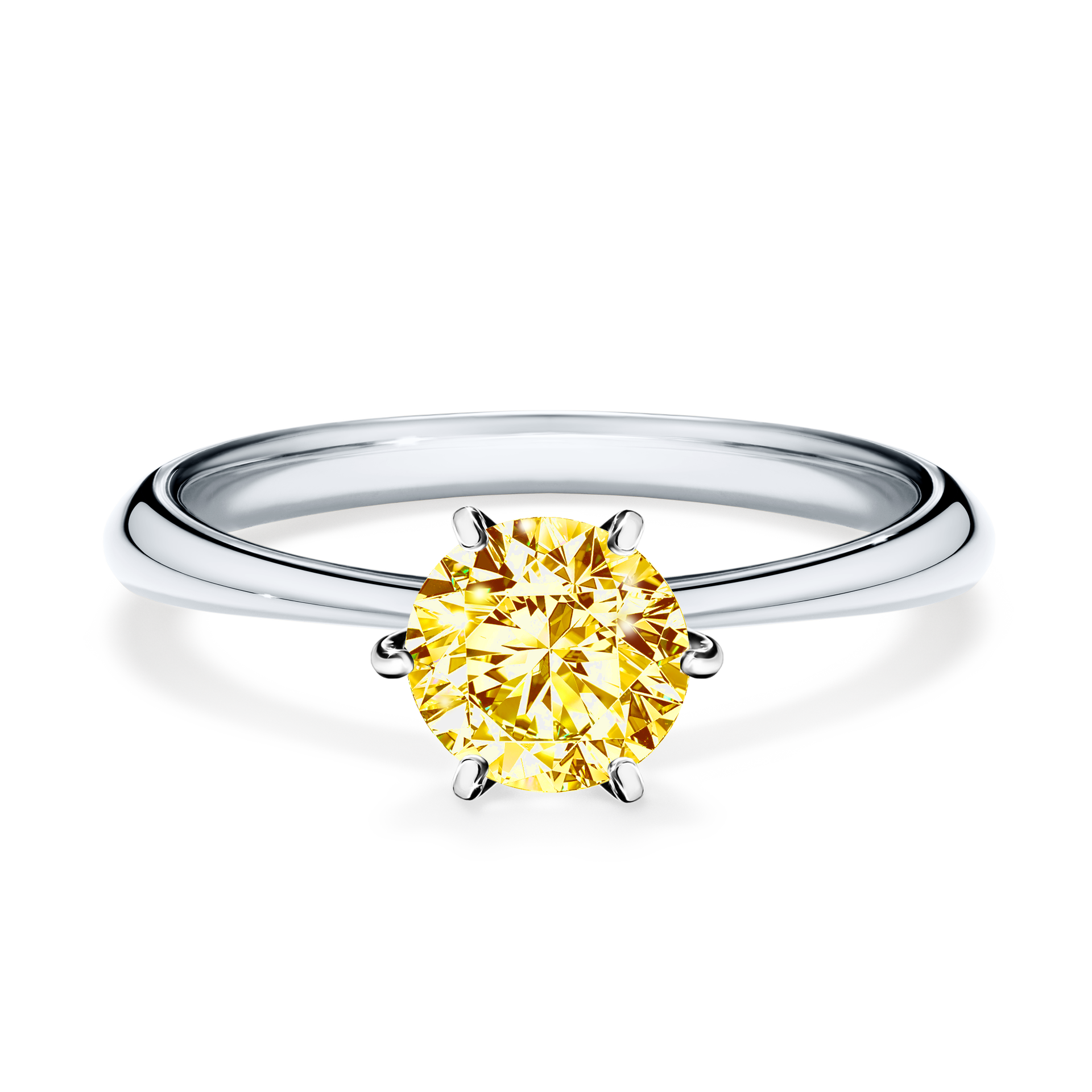 Pierścionek zaręczynowy My Love z białego złota z żółtym diamentem 0,80CT