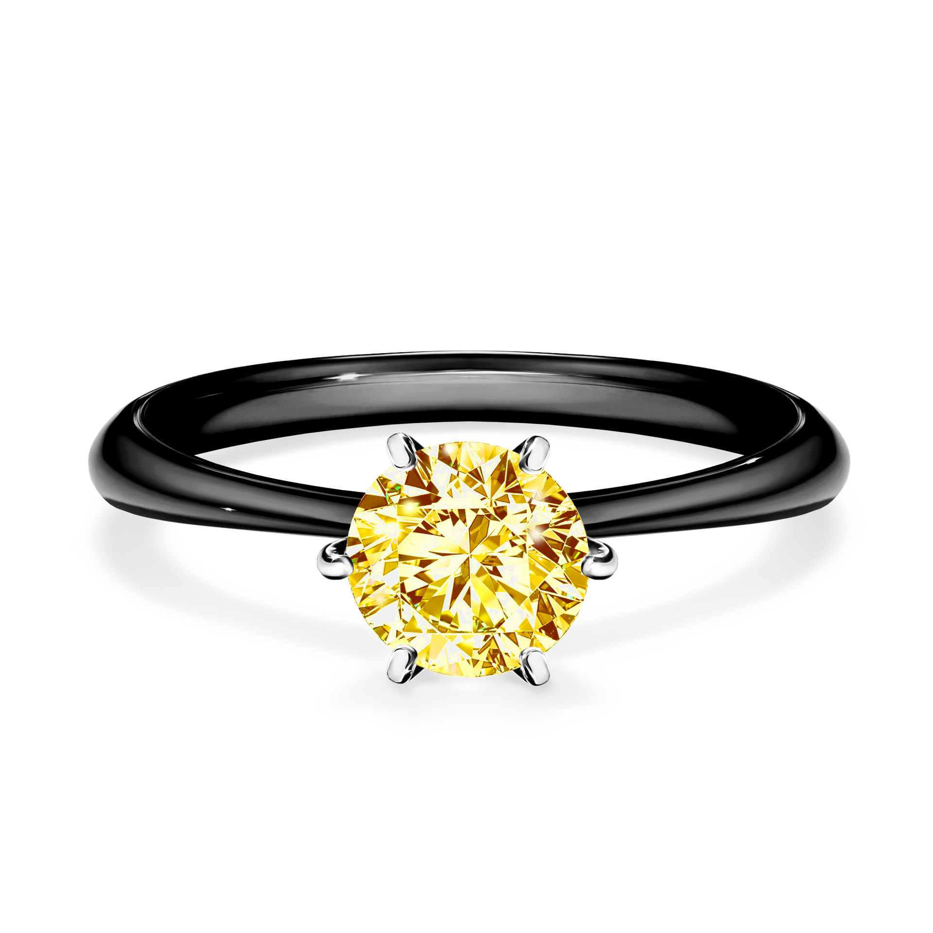 Pierścionek zaręczynowy My Love z czarnego złota z żółtym diamentem 0,80CT