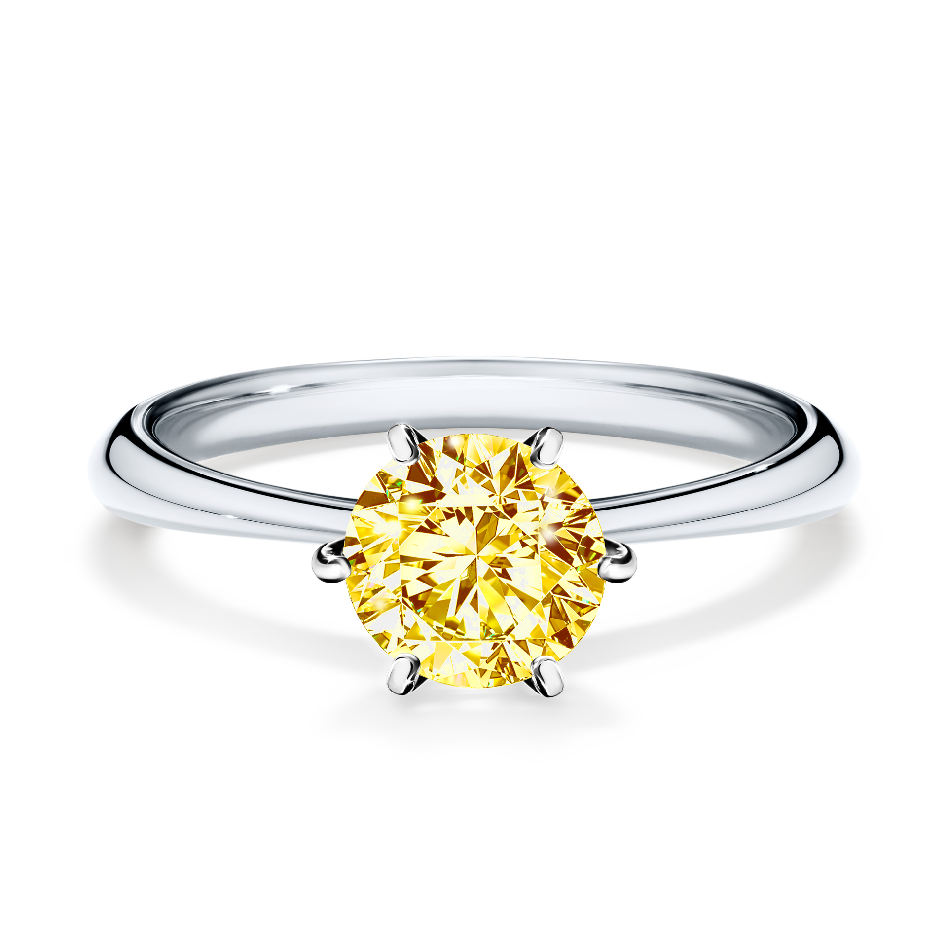 Pierścionek zaręczynowy My Love z białego złota z żółtym diamentem 1,00CT