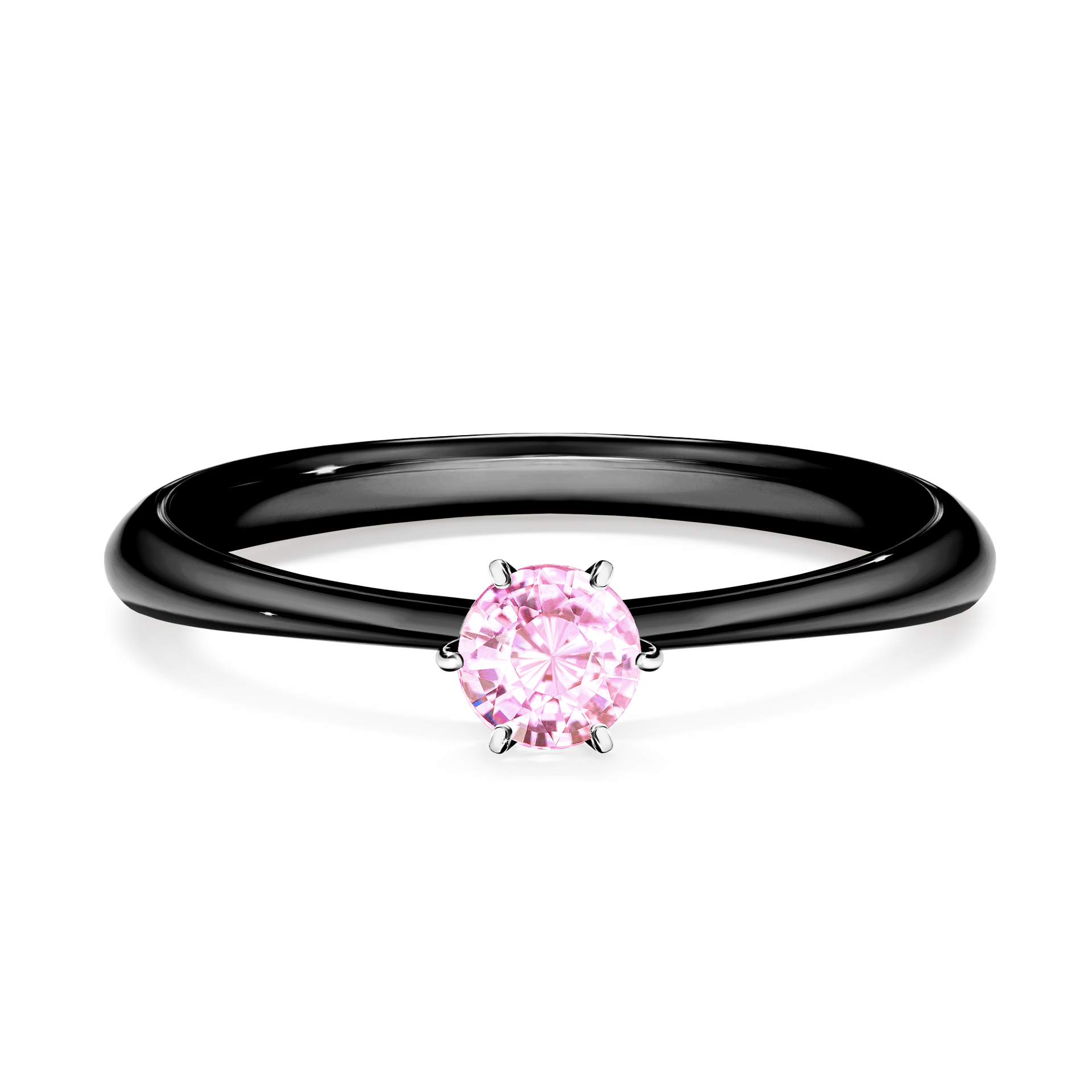 Pierścionek zaręczynowy My Love z czarnego złota z szafirem różowym 0,25CT