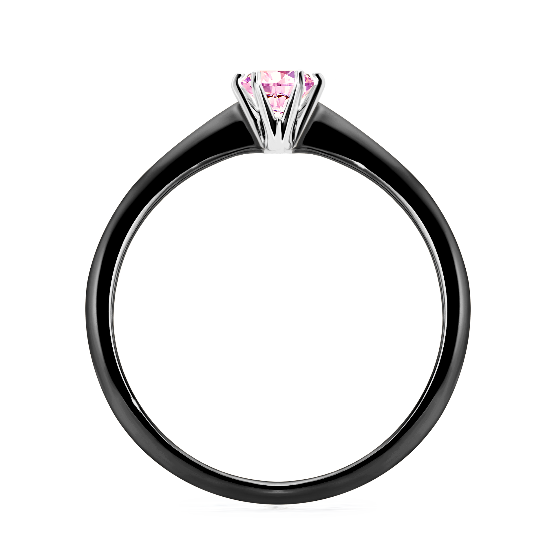 Pierścionek zaręczynowy My Love z czarnego złota z szafirem różowym 0,25CT