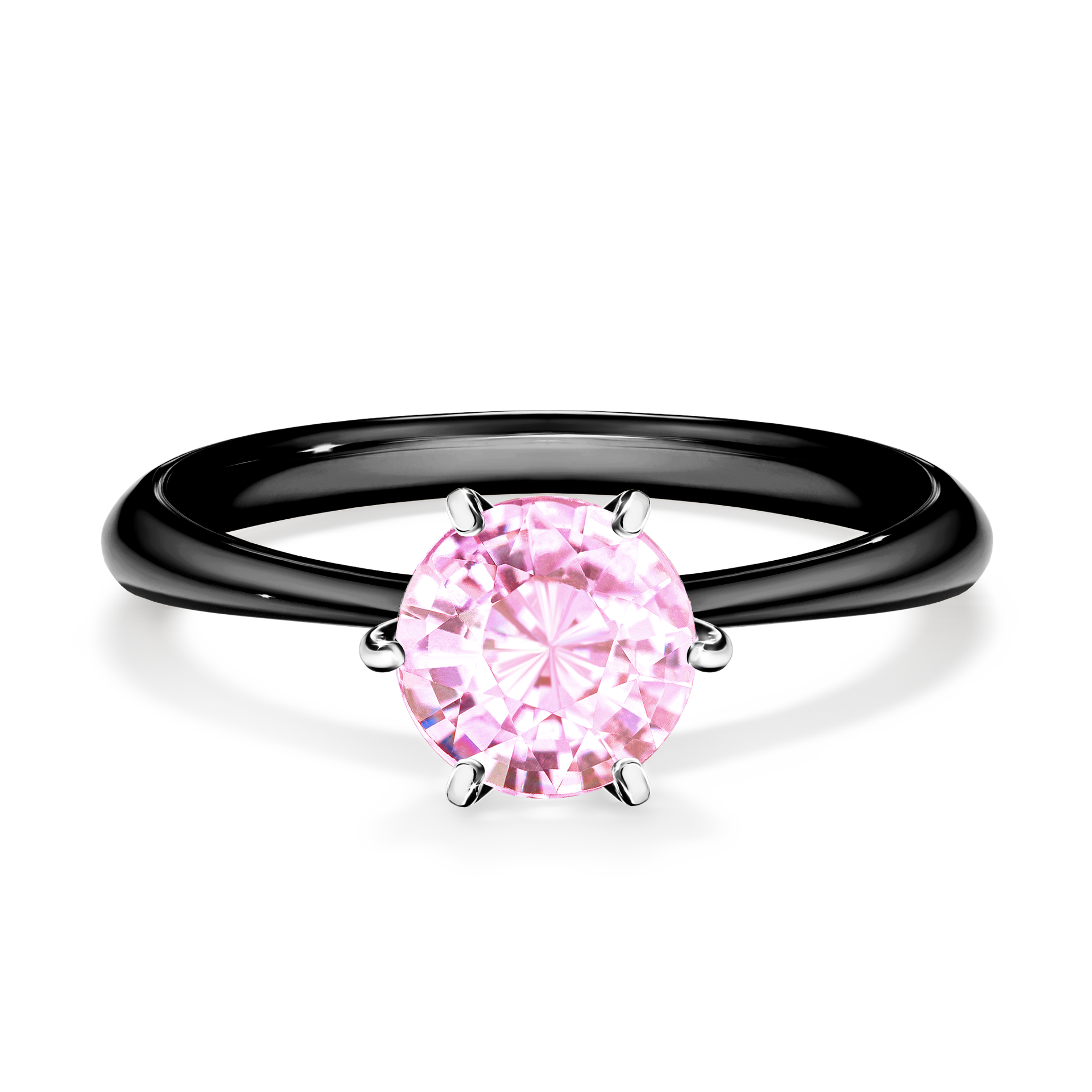 Pierścionek zaręczynowy My Love z czarnego złota z szafirem różowym 1,00CT