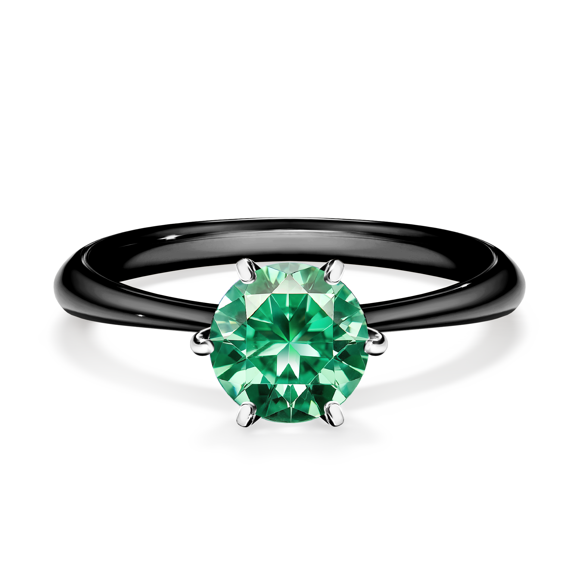 Pierścionek zaręczynowy My Love z czarnego złota ze szmaragdem 1,00CT