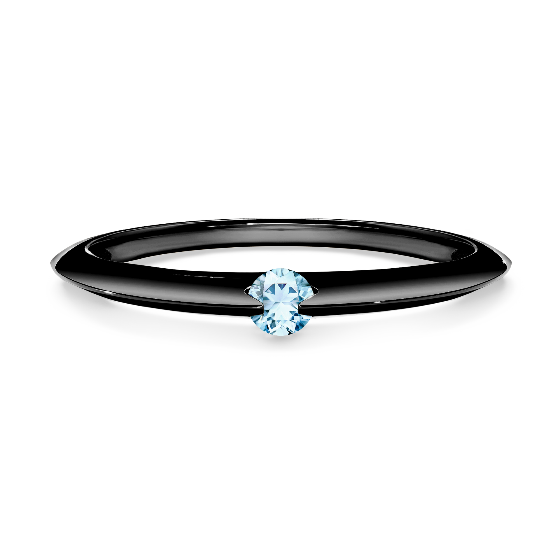 Pierścionek zaręczynowy My Baby z czarnego złota z akwamarynem 0,25CT