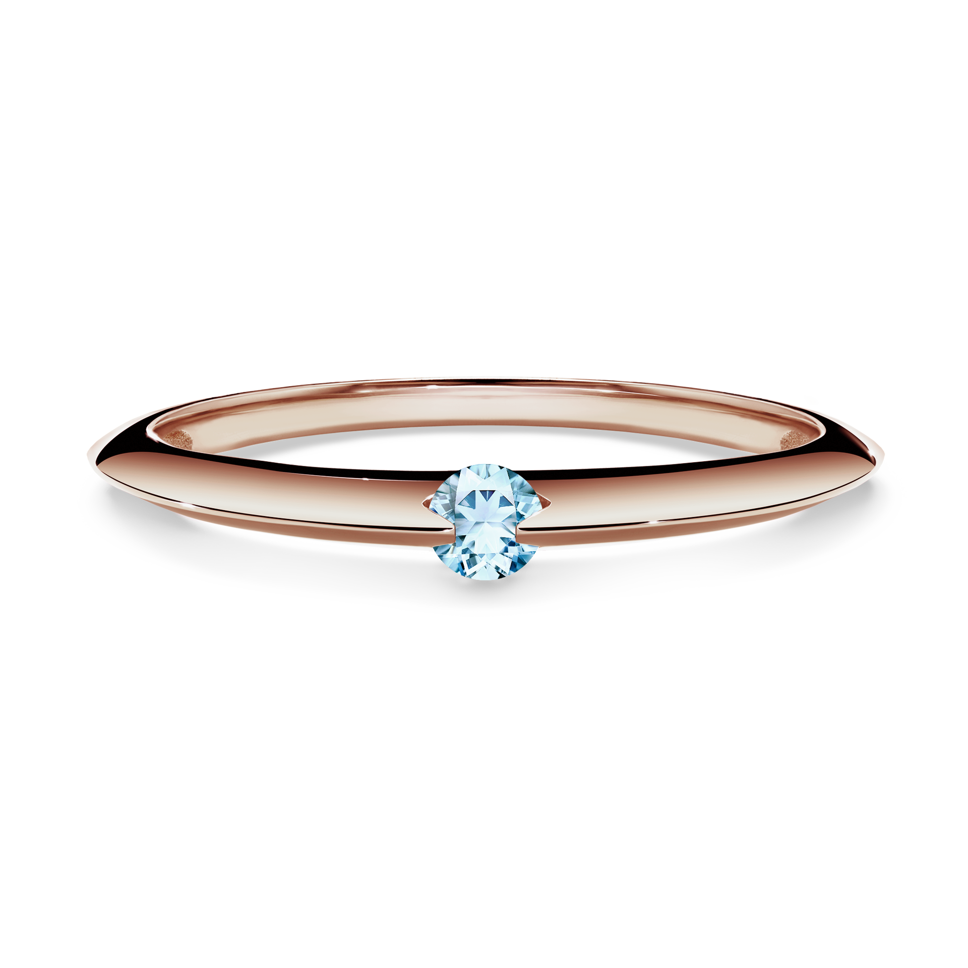 Pierścionek zaręczynowy My Baby z różowego złota z akwamarynem 0,25CT