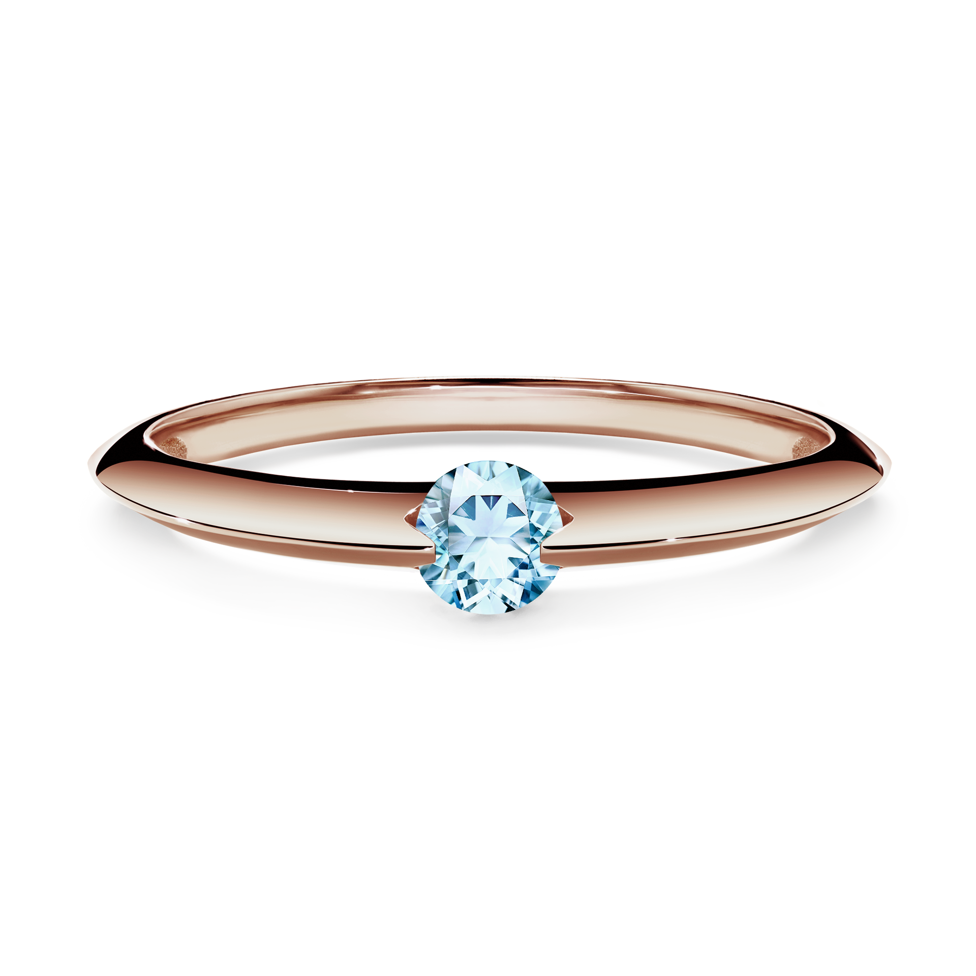 Pierścionek zaręczynowy My Baby z różowego złota z akwamarynem 0,50CT