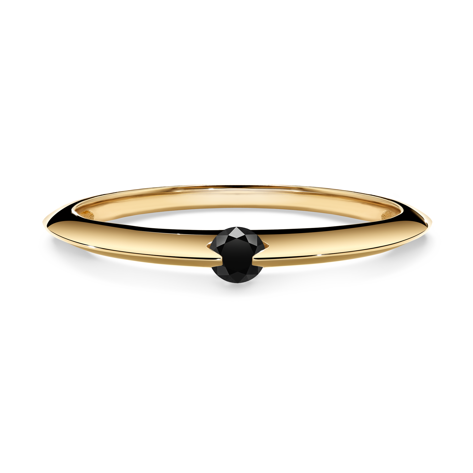 Pierścionek zaręczynowy My Baby z żółtego złota z czarnym diamentem 0,25CT