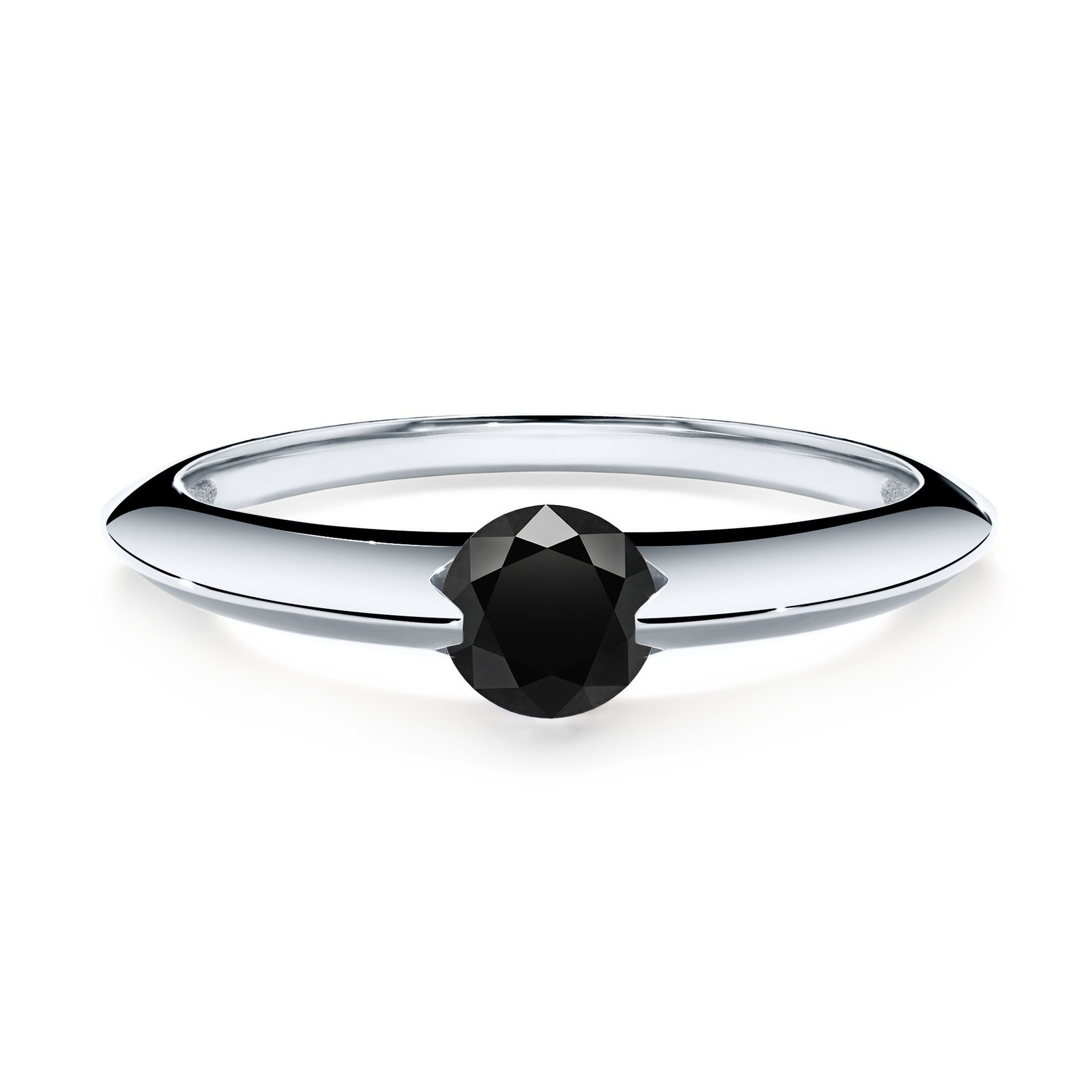 Pierścionek zaręczynowy My Baby z białego złota z czarnym diamentem 1,00CT