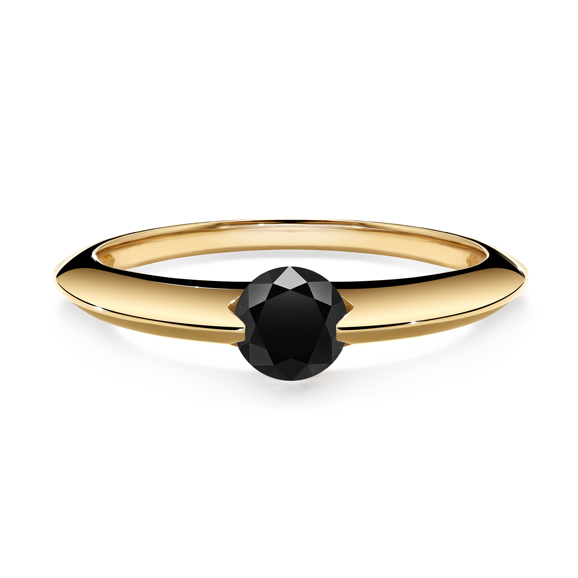 Pierścionek zaręczynowy My Baby z żółtego złota z czarnym diamentem 1,00CT