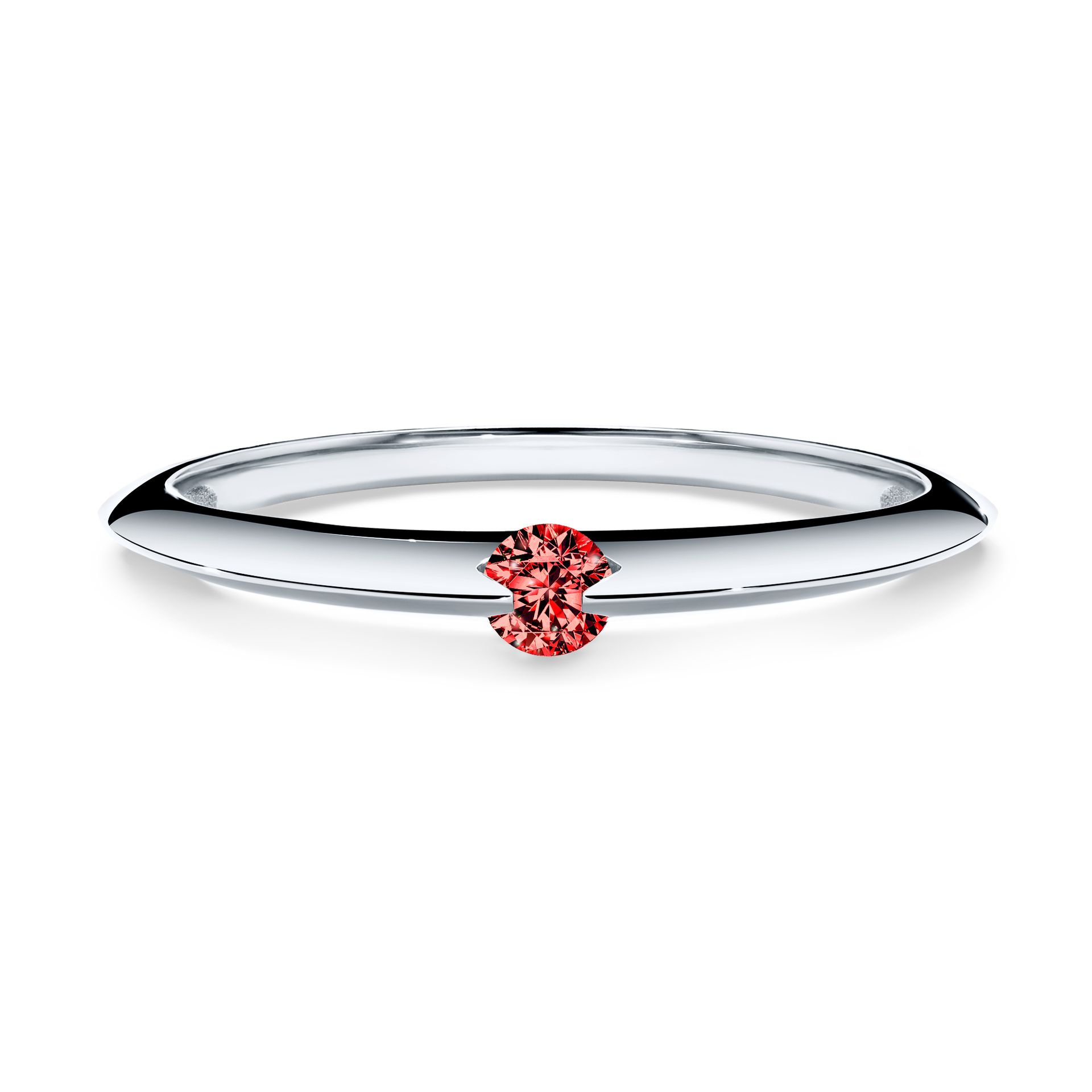 Pierścionek zaręczynowy My Baby z białego złota z czerwonym diamentem 0,25CT