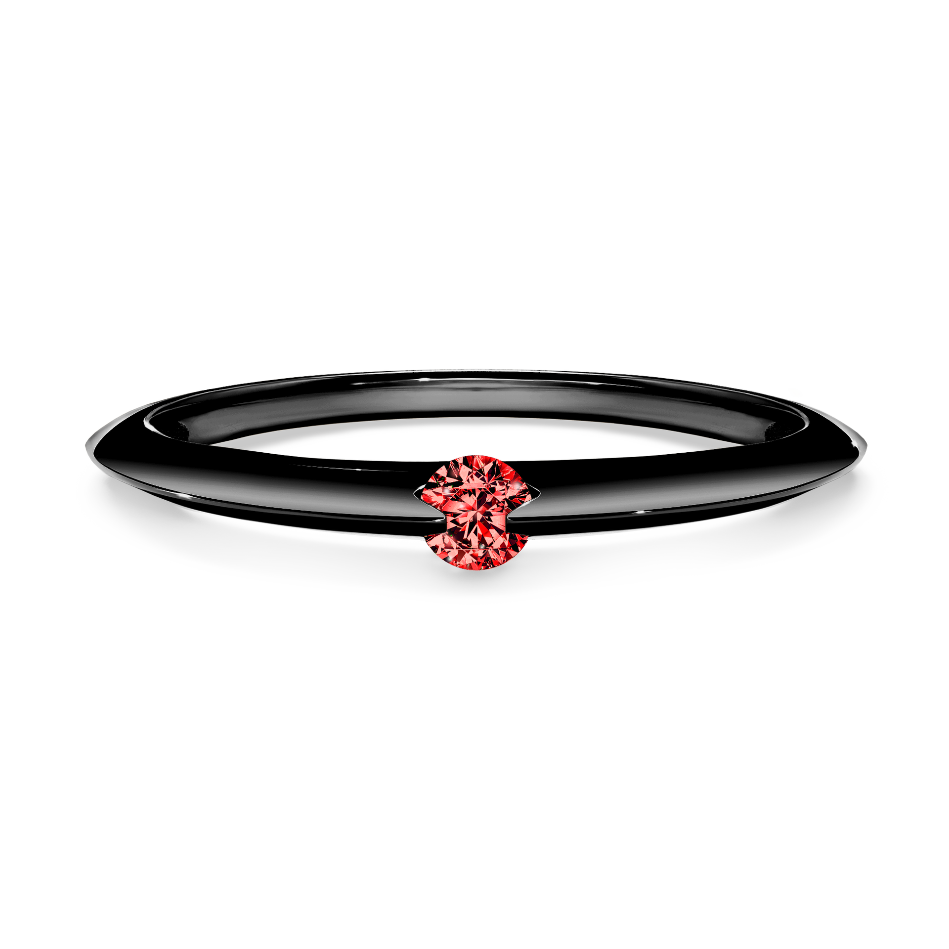 Pierścionek zaręczynowy My Baby z czarnego złota z czerwonym diamentem 0,25CT