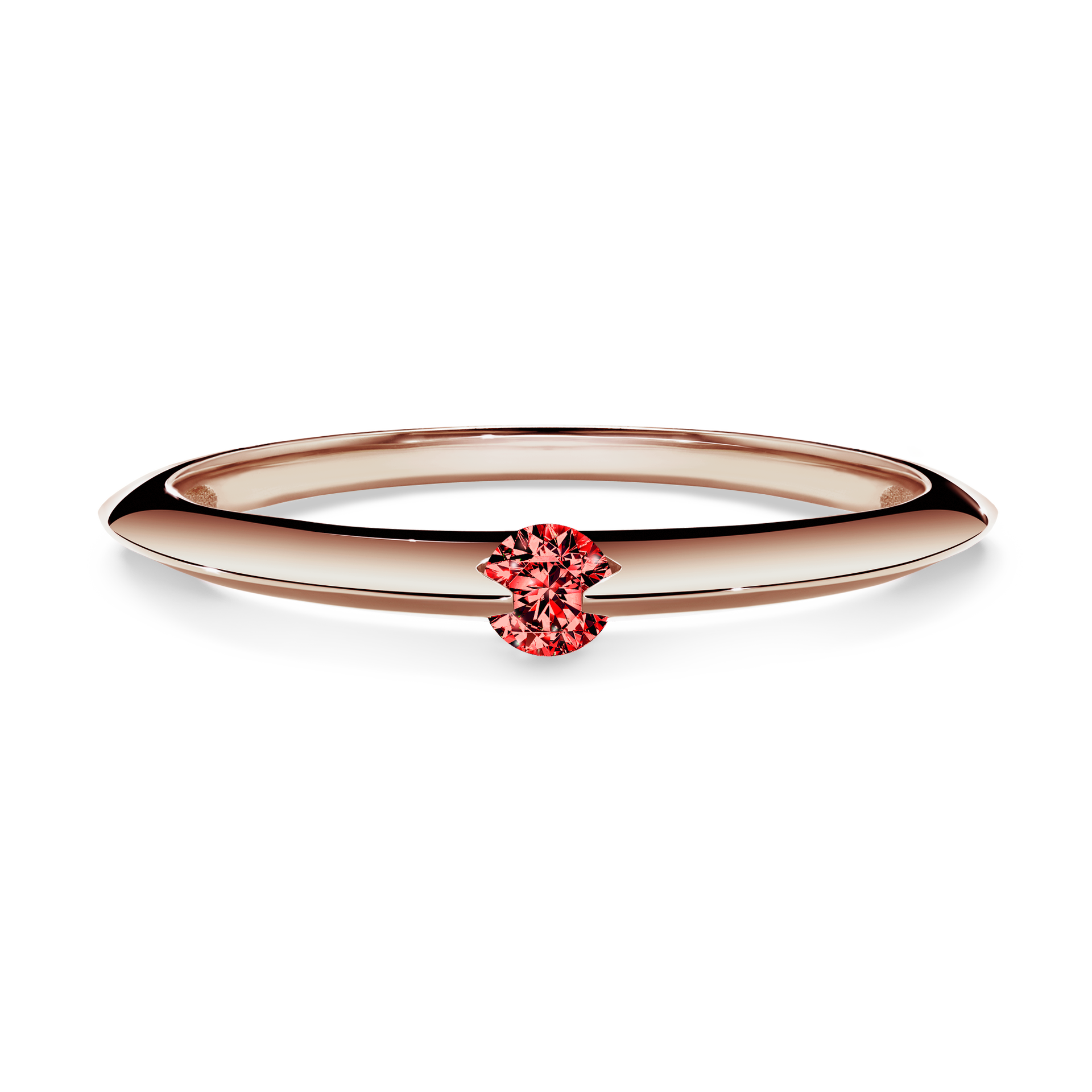 Pierścionek zaręczynowy My Baby z różowego złota z czerwonym diamentem 0,25CT