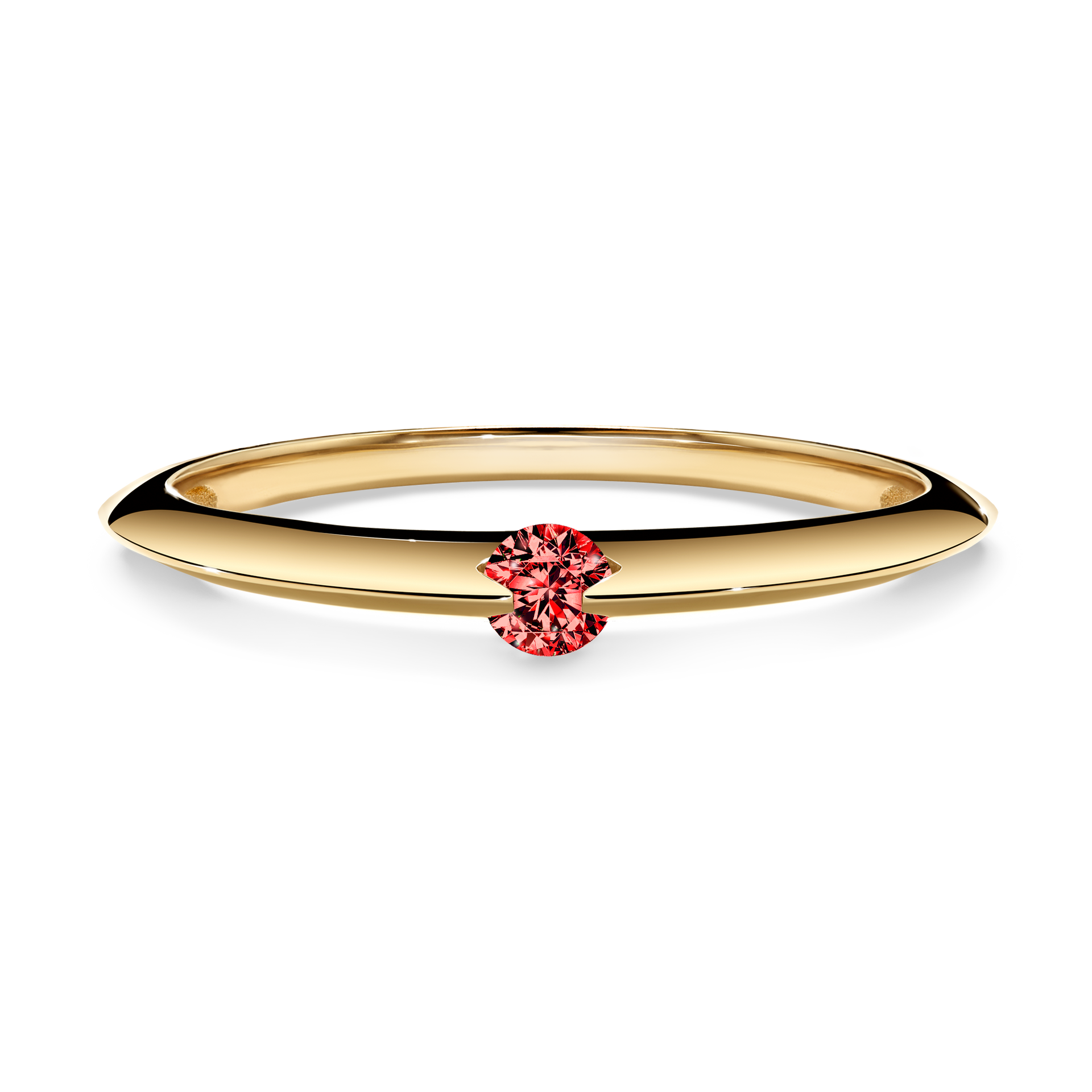 Pierścionek zaręczynowy My Baby z żółtego złota z czerwonym diamentem 0,25CT