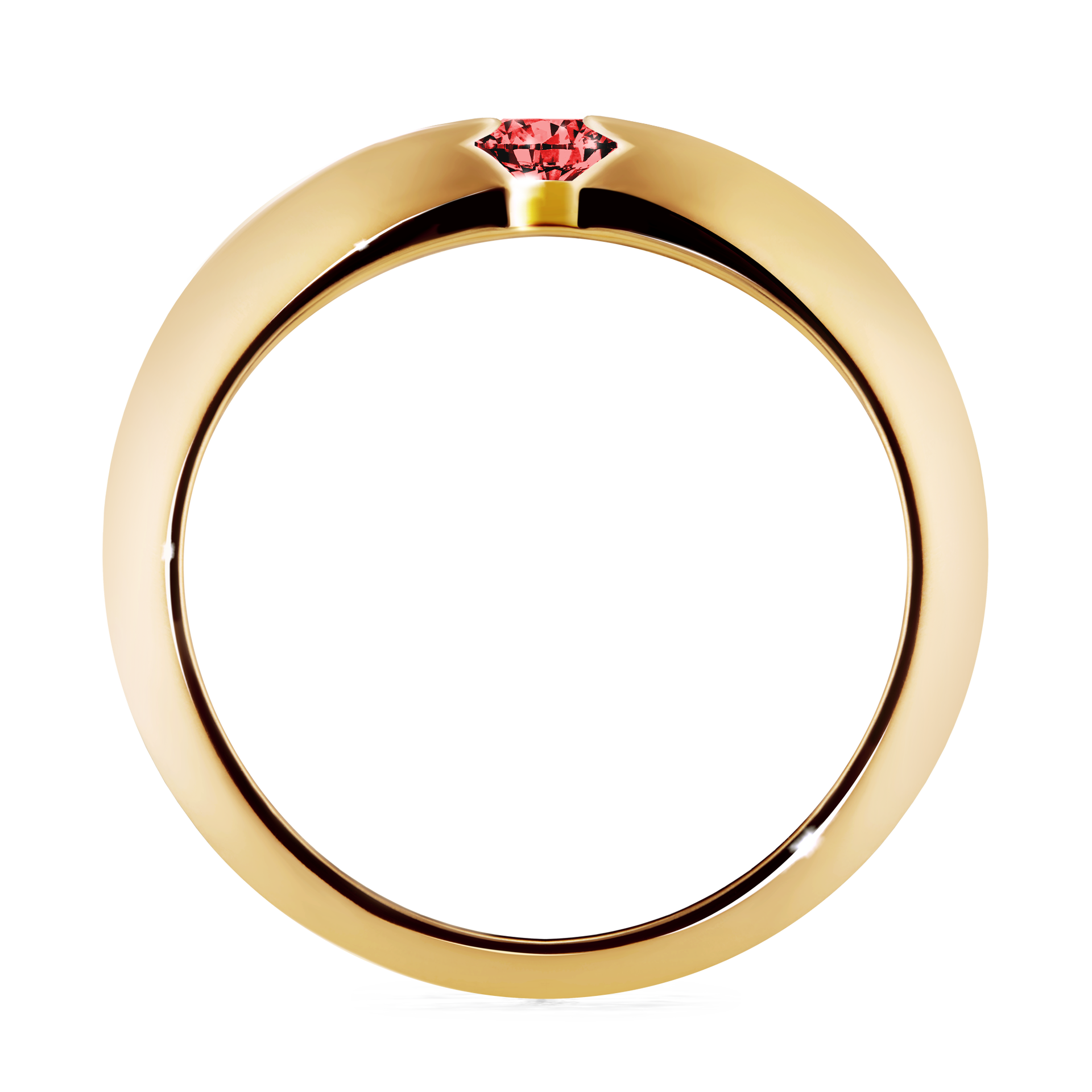 Pierścionek zaręczynowy My Baby z żółtego złota z czerwonym diamentem 0,25CT