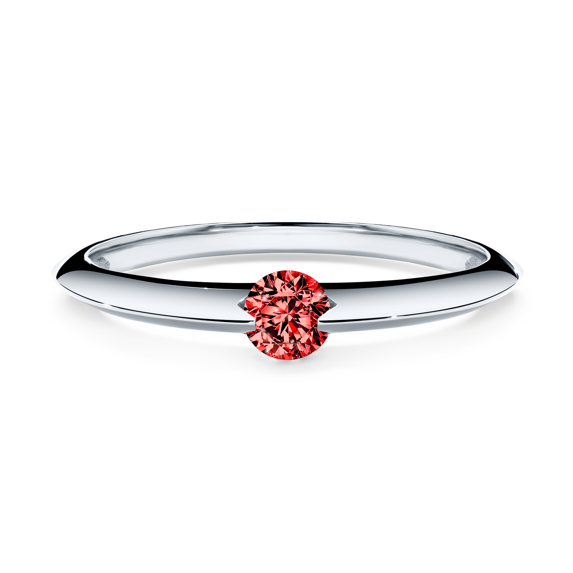 Pierścionek zaręczynowy My Baby z białego złota z czerwonym diamentem 0,50CT