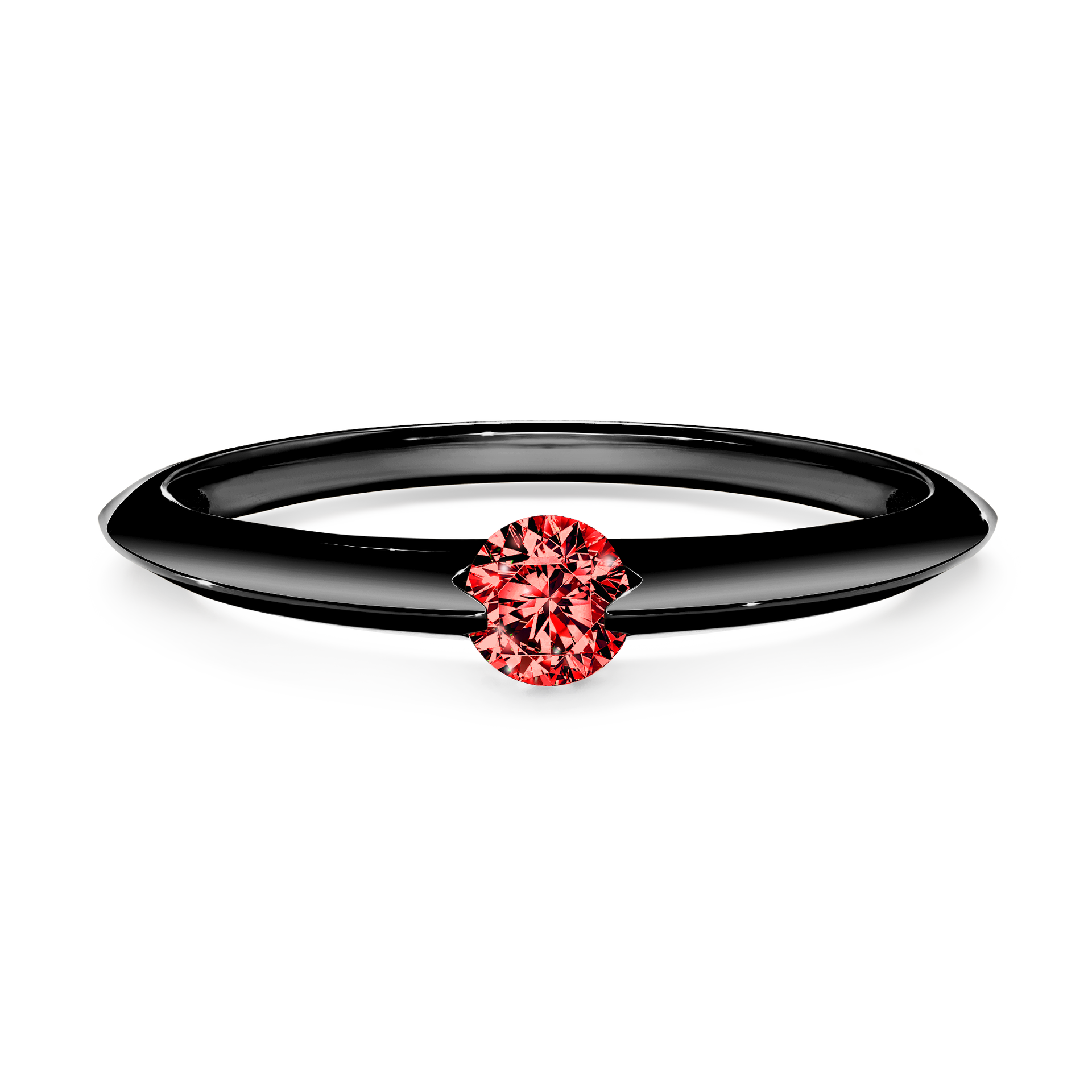 Pierścionek zaręczynowy My Baby z czarnego złota z czerwonym diamentem 0,50CT