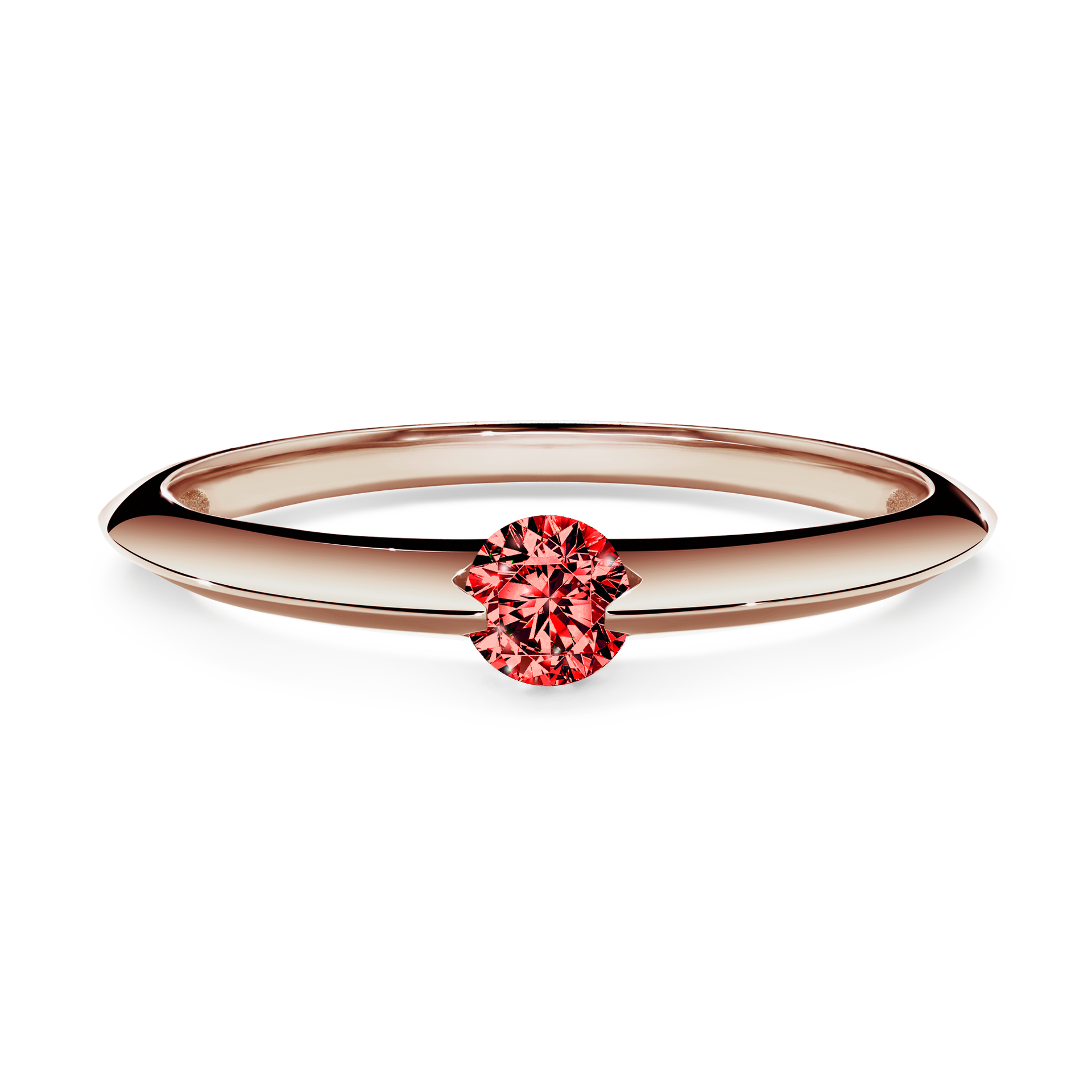 Pierścionek zaręczynowy My Baby z różowego złota z czerwonym diamentem 0,50CT