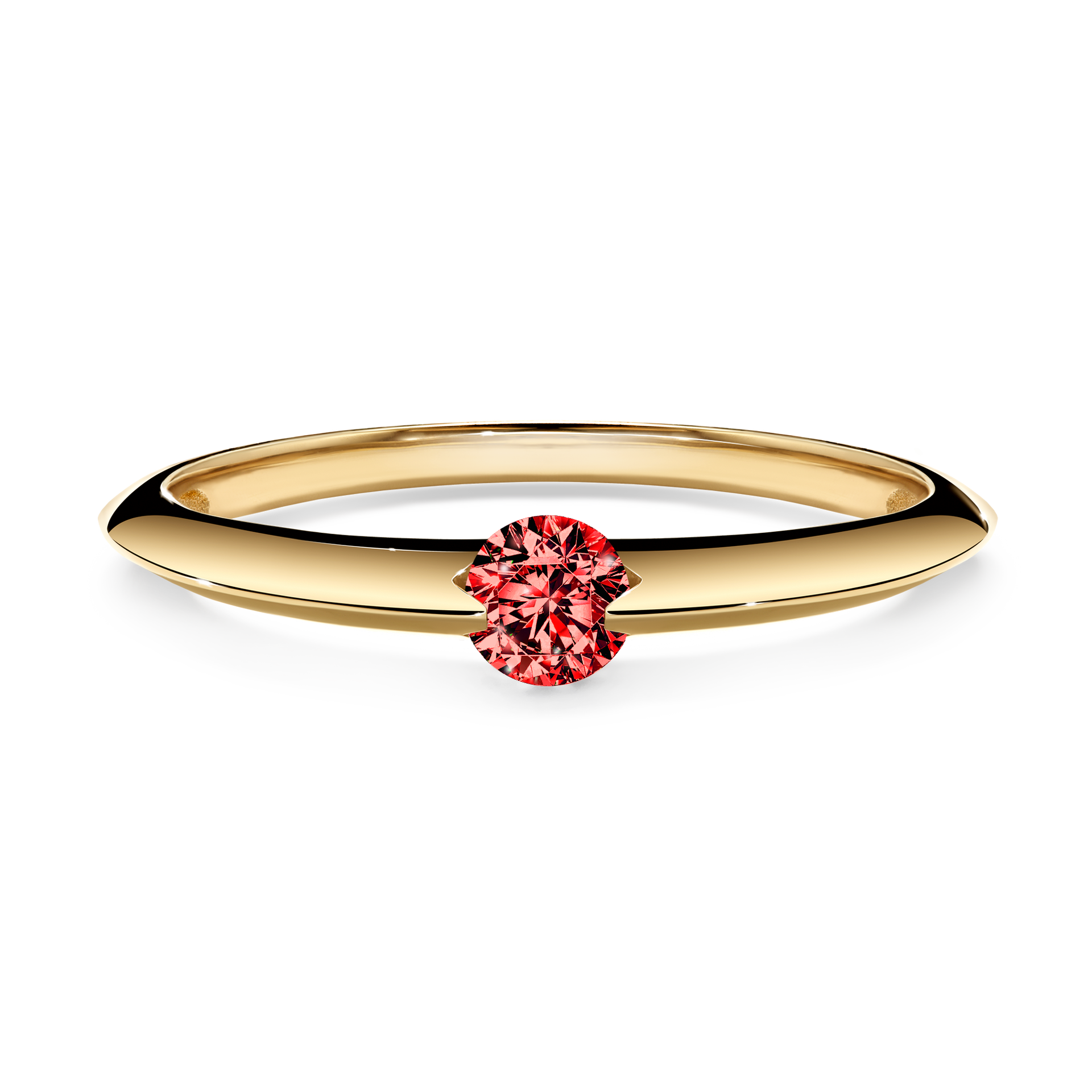 Pierścionek zaręczynowy My Baby z żółtego złota z czerwonym diamentem 0,50CT