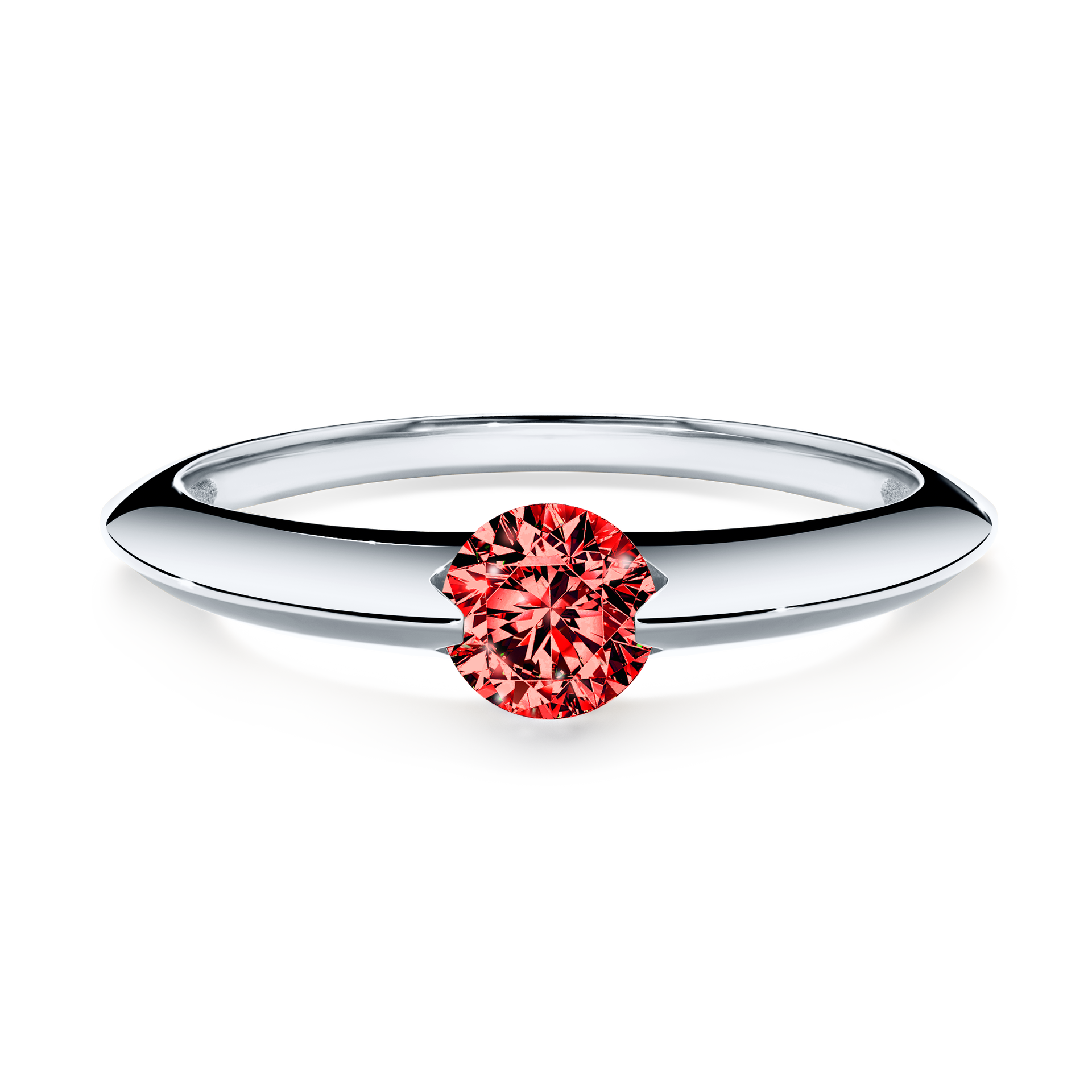 Pierścionek zaręczynowy My Baby z białego złota z czerwonym diamentem 1,00CT