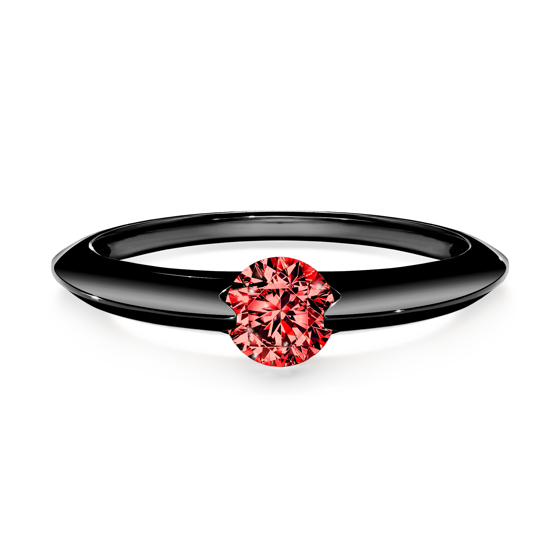 Pierścionek zaręczynowy My Baby z czarnego złota z czerwonym diamentem 1,00CT