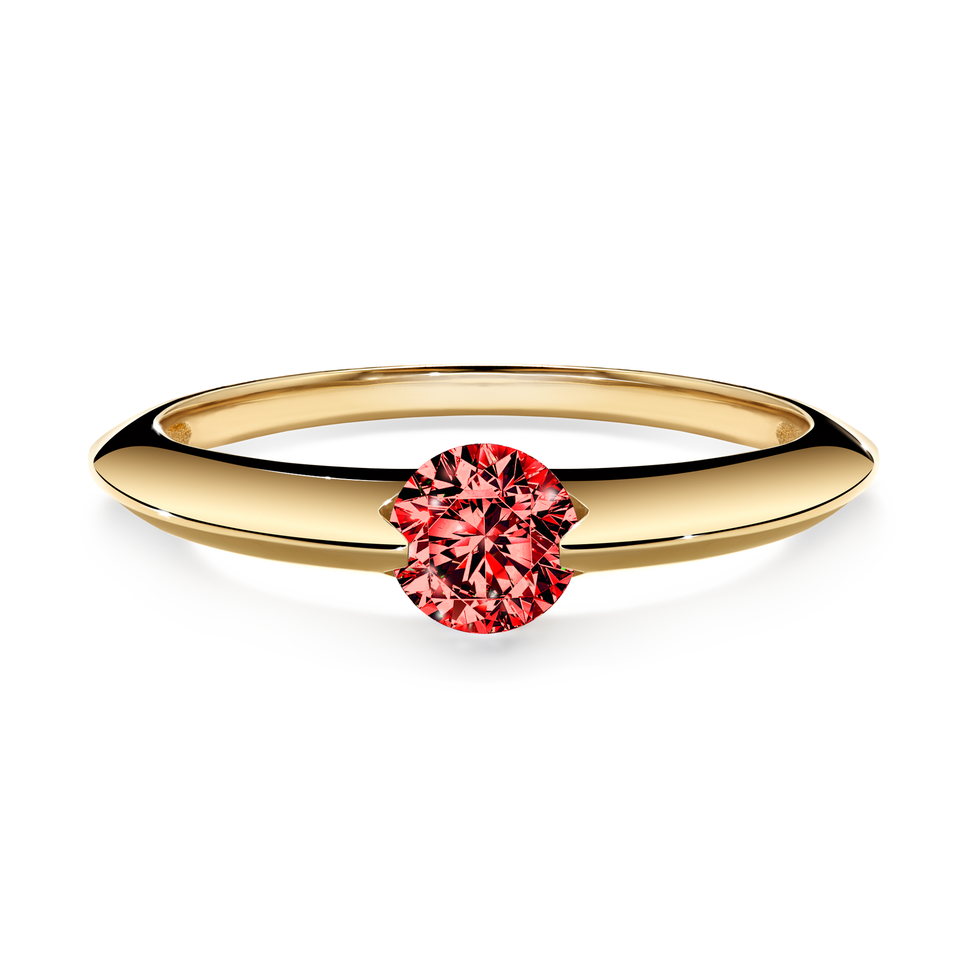 Pierścionek zaręczynowy My Baby z żółtego złota z czerwonym diamentem 1,00CT