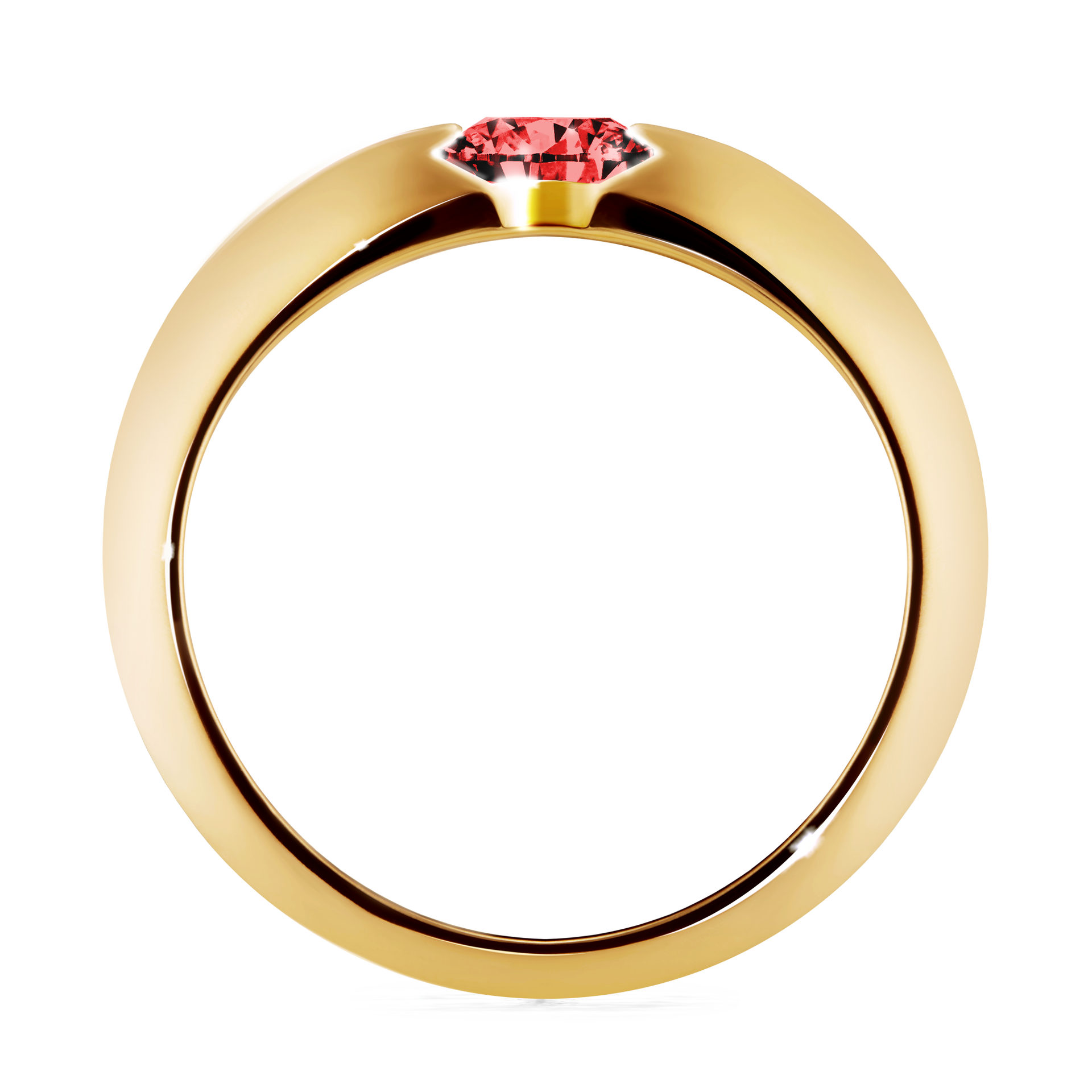 Pierścionek zaręczynowy My Baby z żółtego złota z czerwonym diamentem 1,00CT