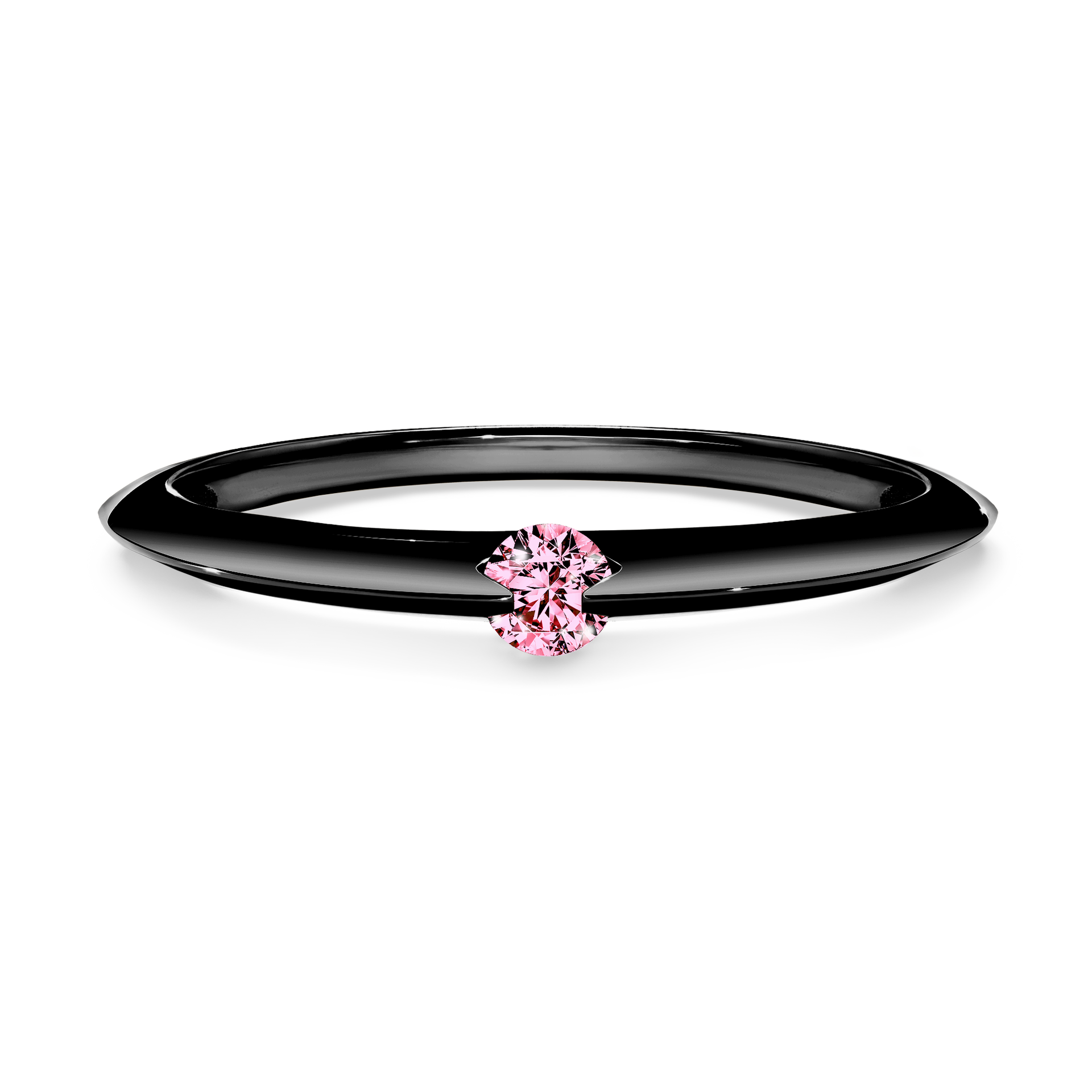 Pierścionek zaręczynowy My Baby z czarnego złota z różowym diamentem 0,25CT
