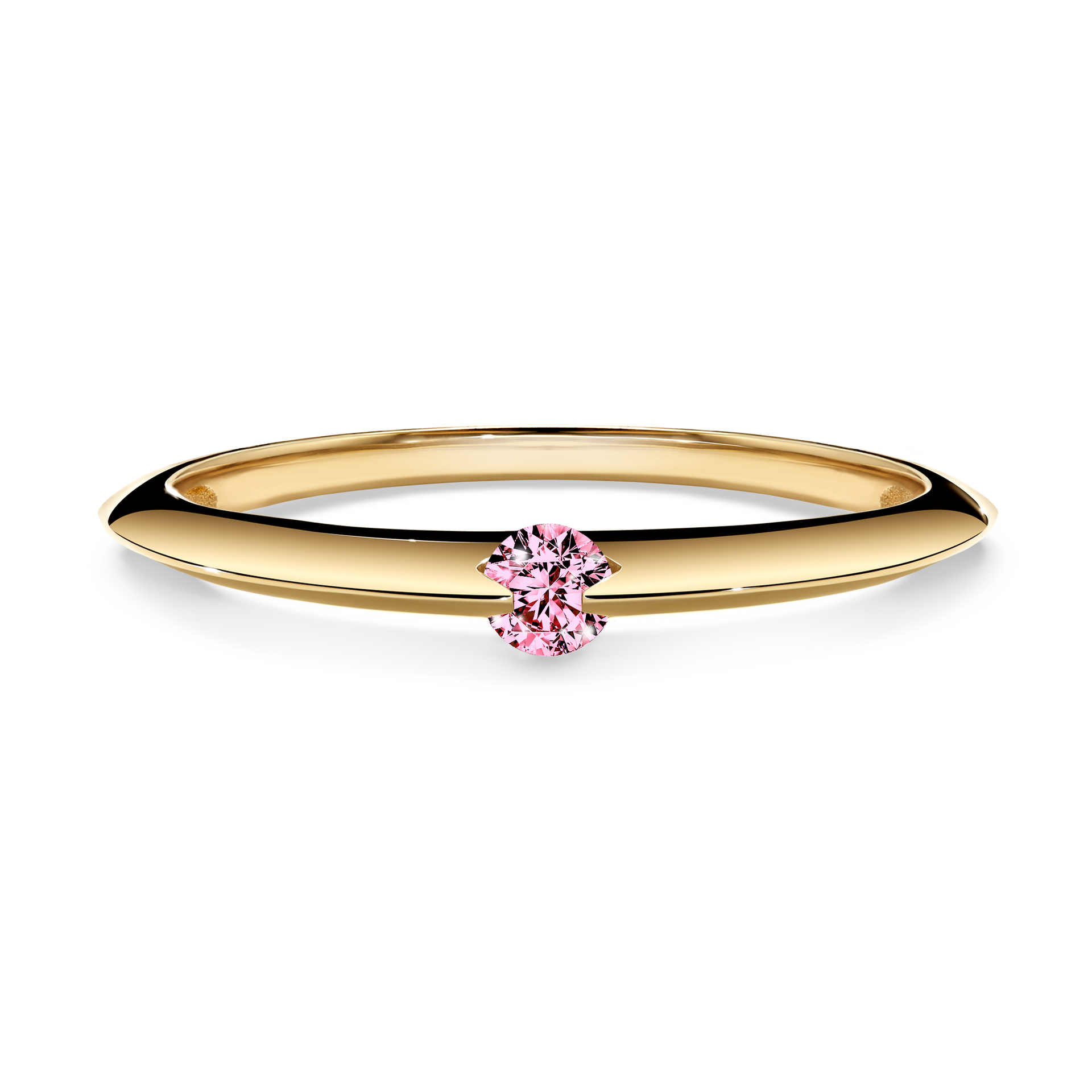 Pierścionek zaręczynowy My Baby z żółtego złota z różowym diamentem 0,25CT