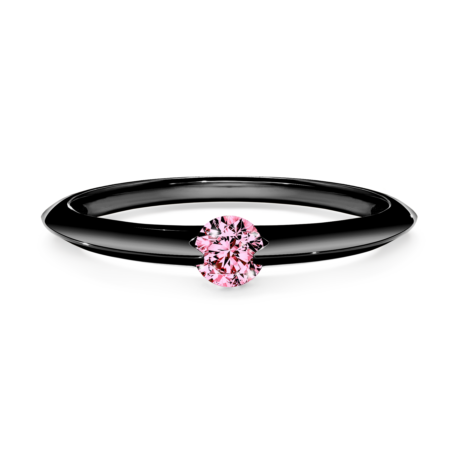 Pierścionek zaręczynowy My Baby z czarnego złota z różowym diamentem 0,50CT